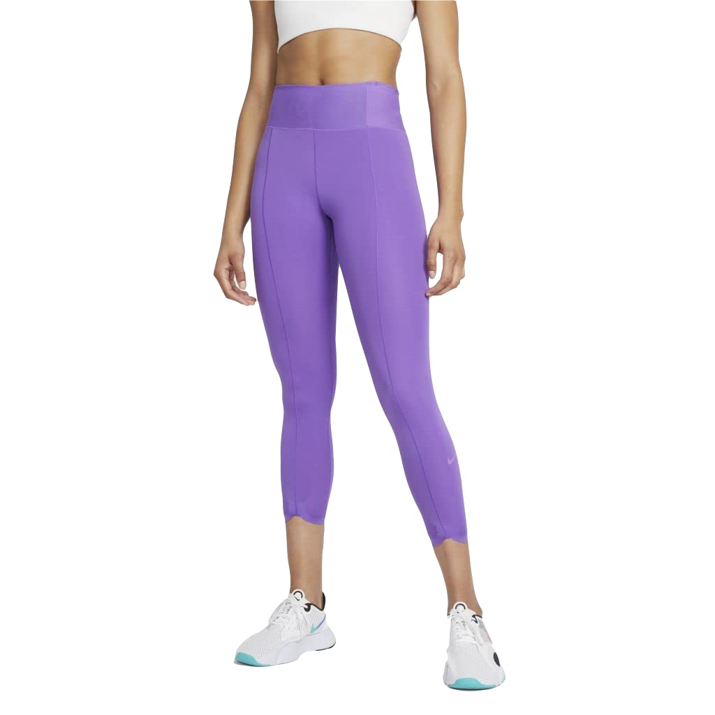 Nike One Luxe Icon Clash Women's Mid-Rise Crop Leggings - Wild Berry/White - Size Small - Yoga, Gym & Running Workout Leggings for Women