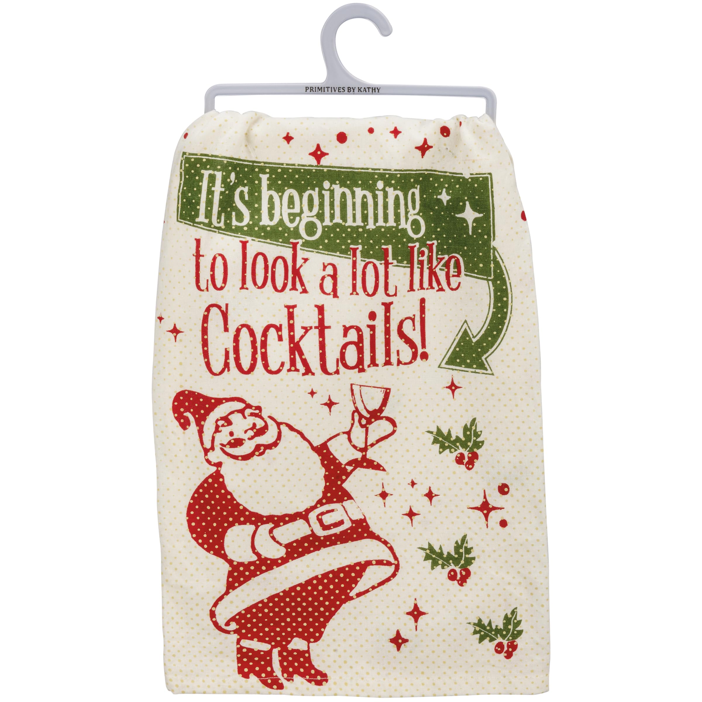 Primitives by Kathy Kitchen Towel - Cocktail Design Cotton Dish Towel for Drying Dishes & Decor | Perfect for Bar, Kitchen & Hostess Gifts