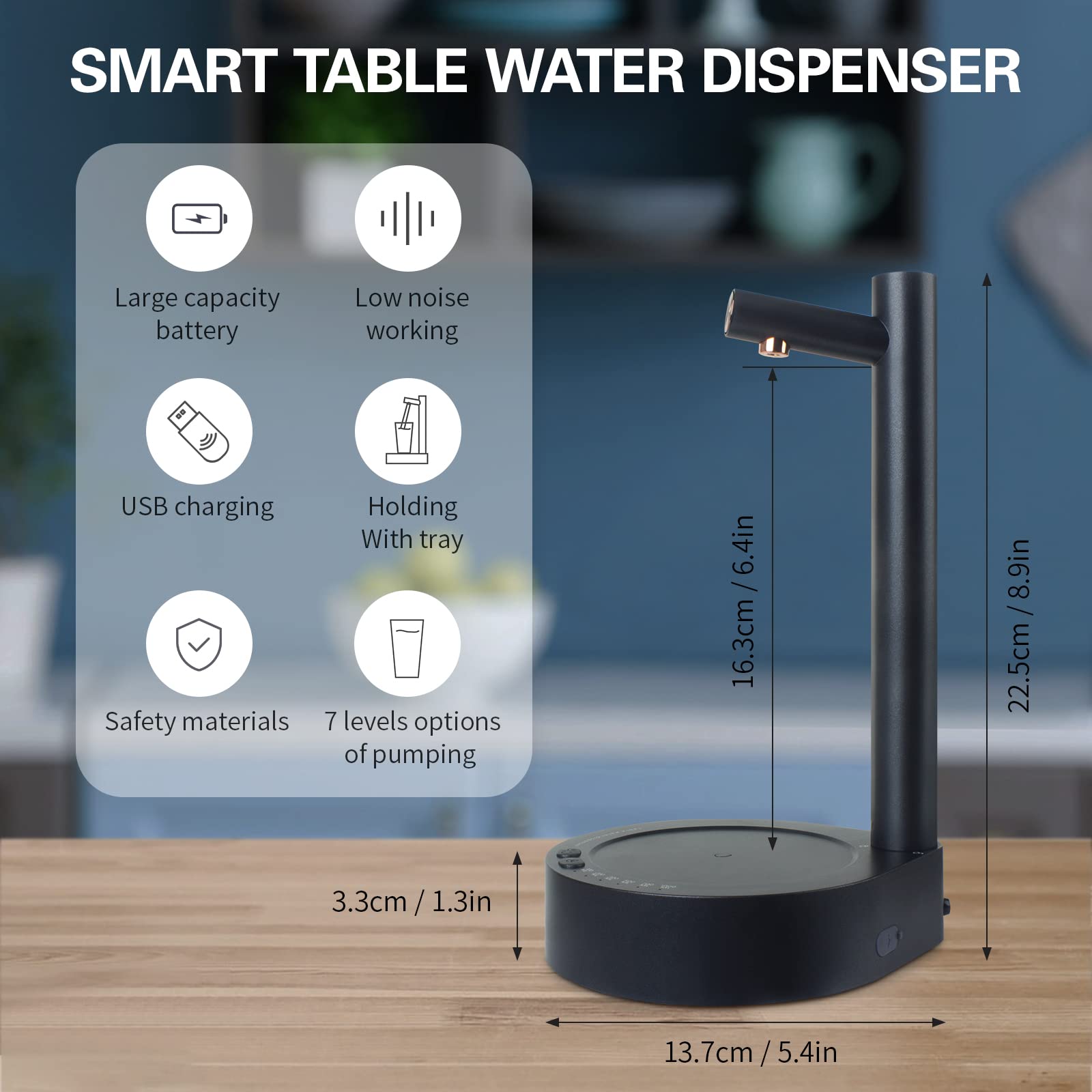 Electric Water Bottle Pump for 5 Gallon Bottles - USB Charging, Portable for Home & Office Use