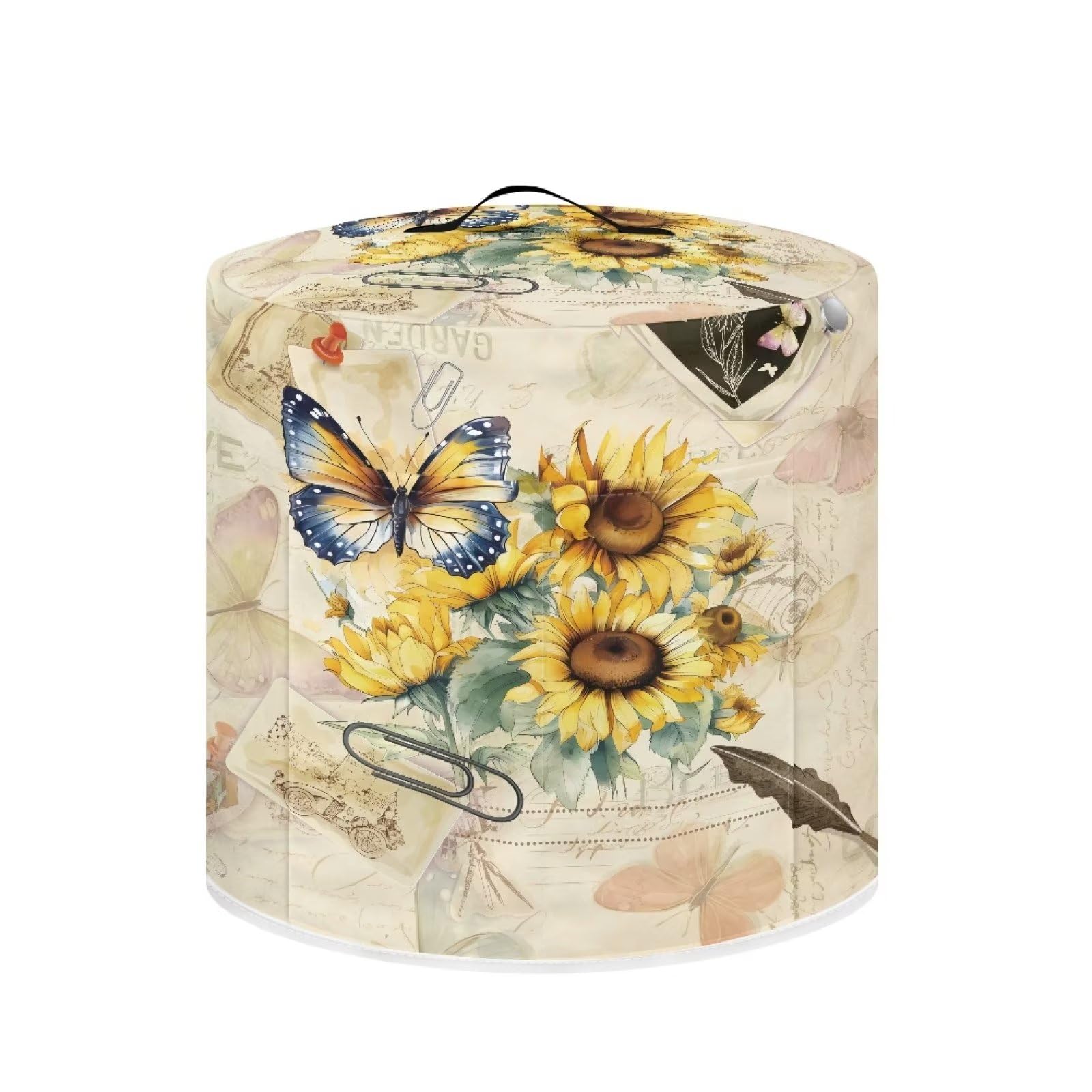 **Insulated Pressure Cooker Cover - Fits Rice Cooker, Air Fryer & Crock Pot (6 Qt) - Dust Protection with Storage Pocket for Spoons, Utensils & Recipes - Butterfly Sunflower Retro Design - Perfect for Kitchen Storage & Appliance Protection**