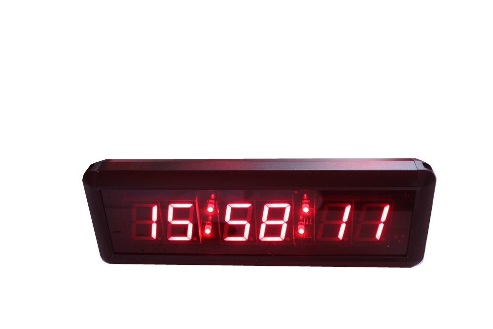 AZOOU 1.5 Inch 6 Digit LED Digital Wall Clock with Countdown Timer - Red Display for Kitchen, Office, Gym, and Home Decor