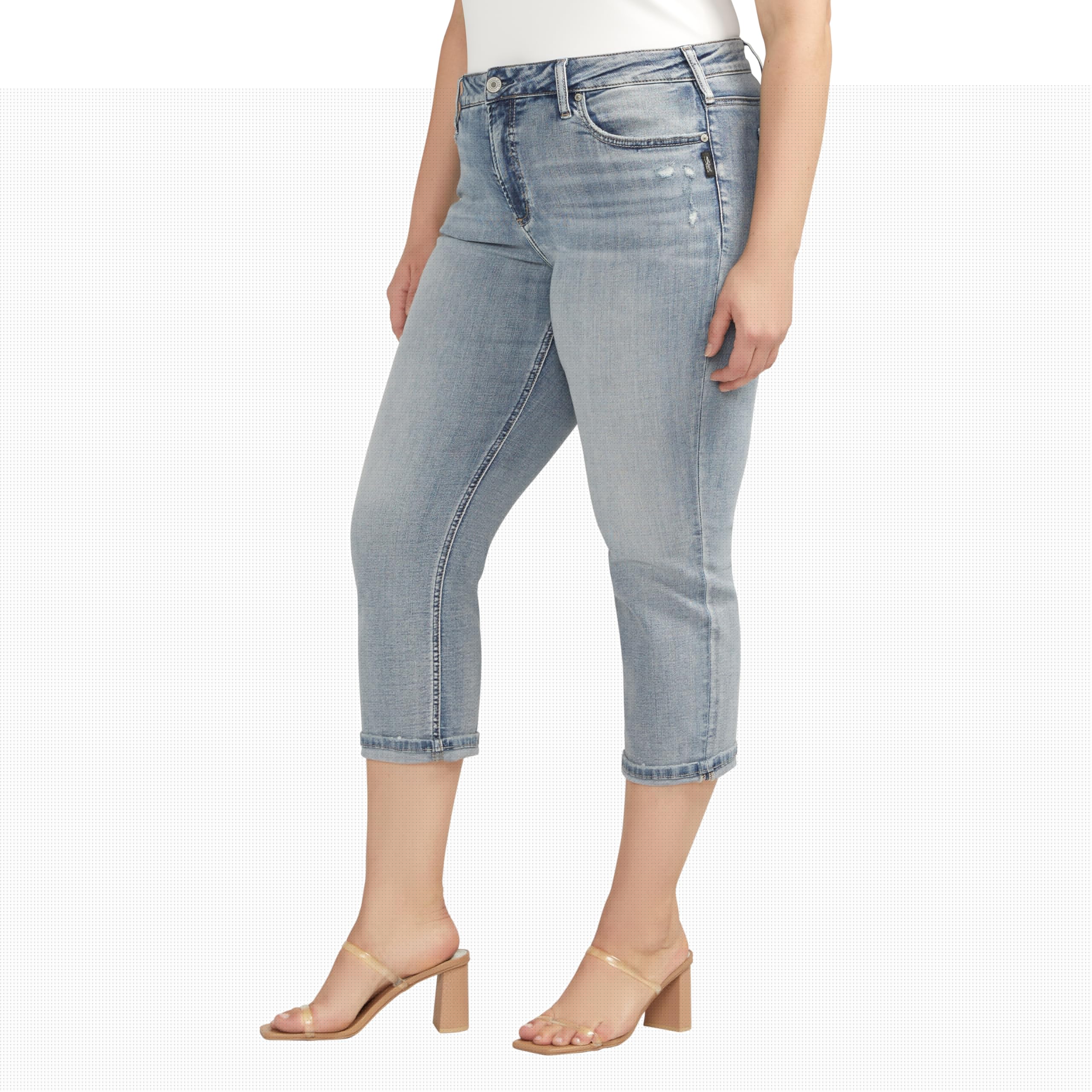 Silver Jeans Co. Women's Plus Size Suki Mid Rise Curvy Fit Capri Jeans - Stretch Denim Pants for Casual Wear & Everyday Comfort | Perfect for Work, Shopping & Weekend Outfits