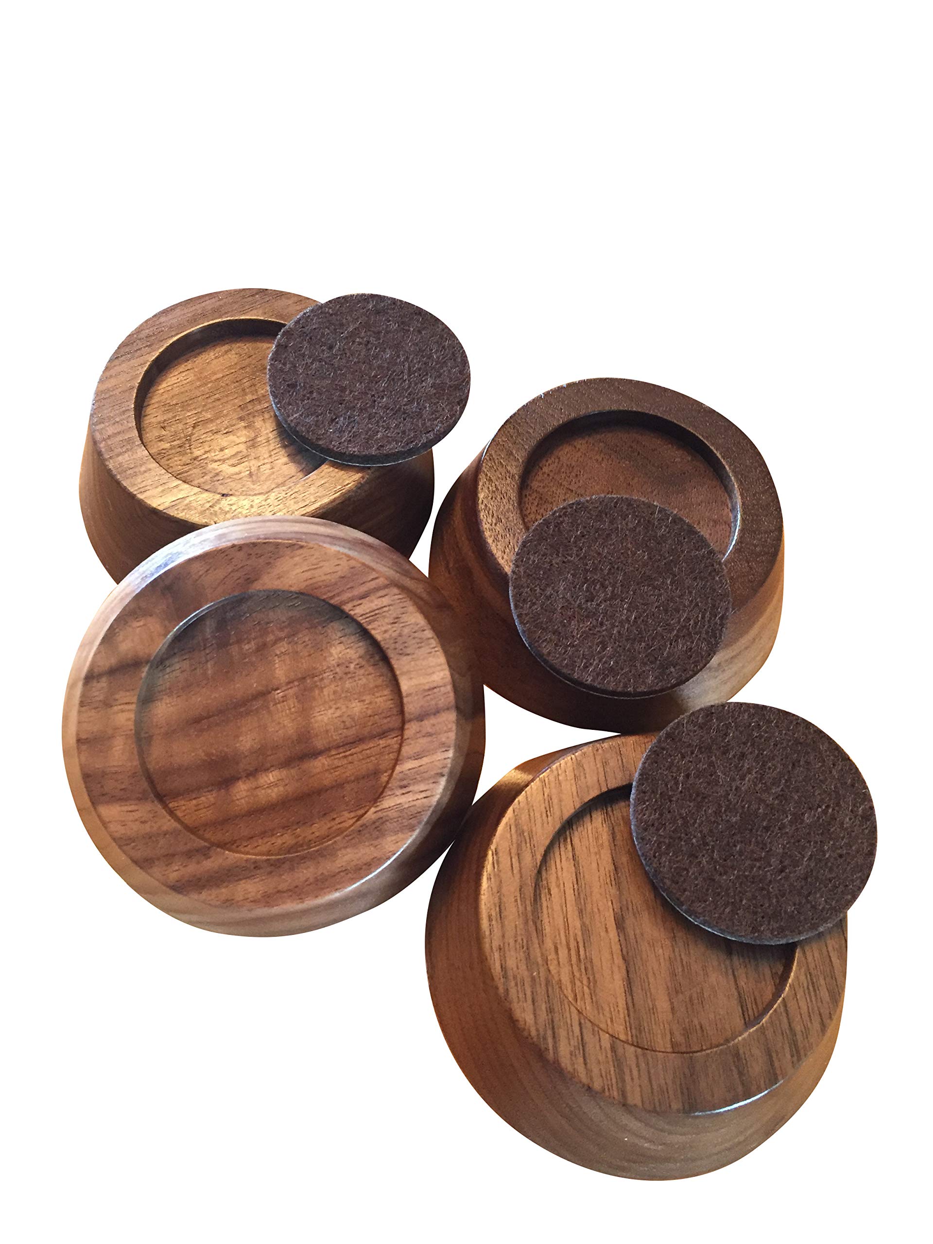 Premium Walnut Wood Furniture Risers - Set of 4 (1 Inch Height) - Bed, Table, Sofa & Desk Risers for Home & Office - Ideal for Cleaning, Storage & Space Saving