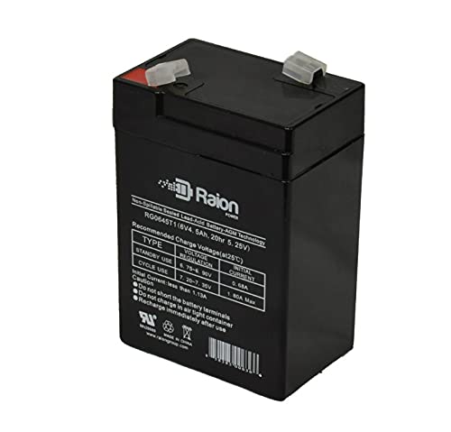 Raion Power RG0645T1 6V 4.5Ah Replacement SLA Battery for Emergency Lights - Compatible with National Power Corporation GS012P1-20 Pack - Ideal for Backup Power, Exit Signs, and Safety Lighting Systems