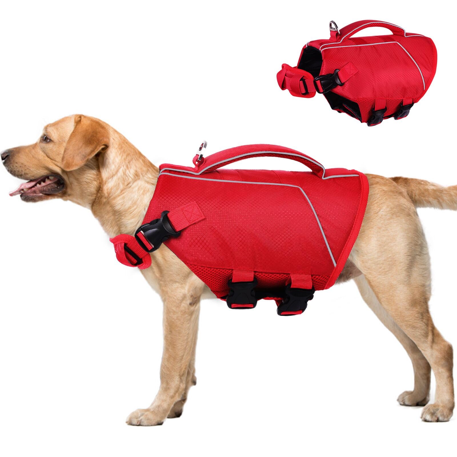 ASENKU Lightweight Dog Life Jacket - High Flotation Pet Vest for Swimming, Boating & Water Safety - Adjustable Fit for Small, Medium & Large Dogs - Perfect for Pool, Beach & Outdoor Water Activities