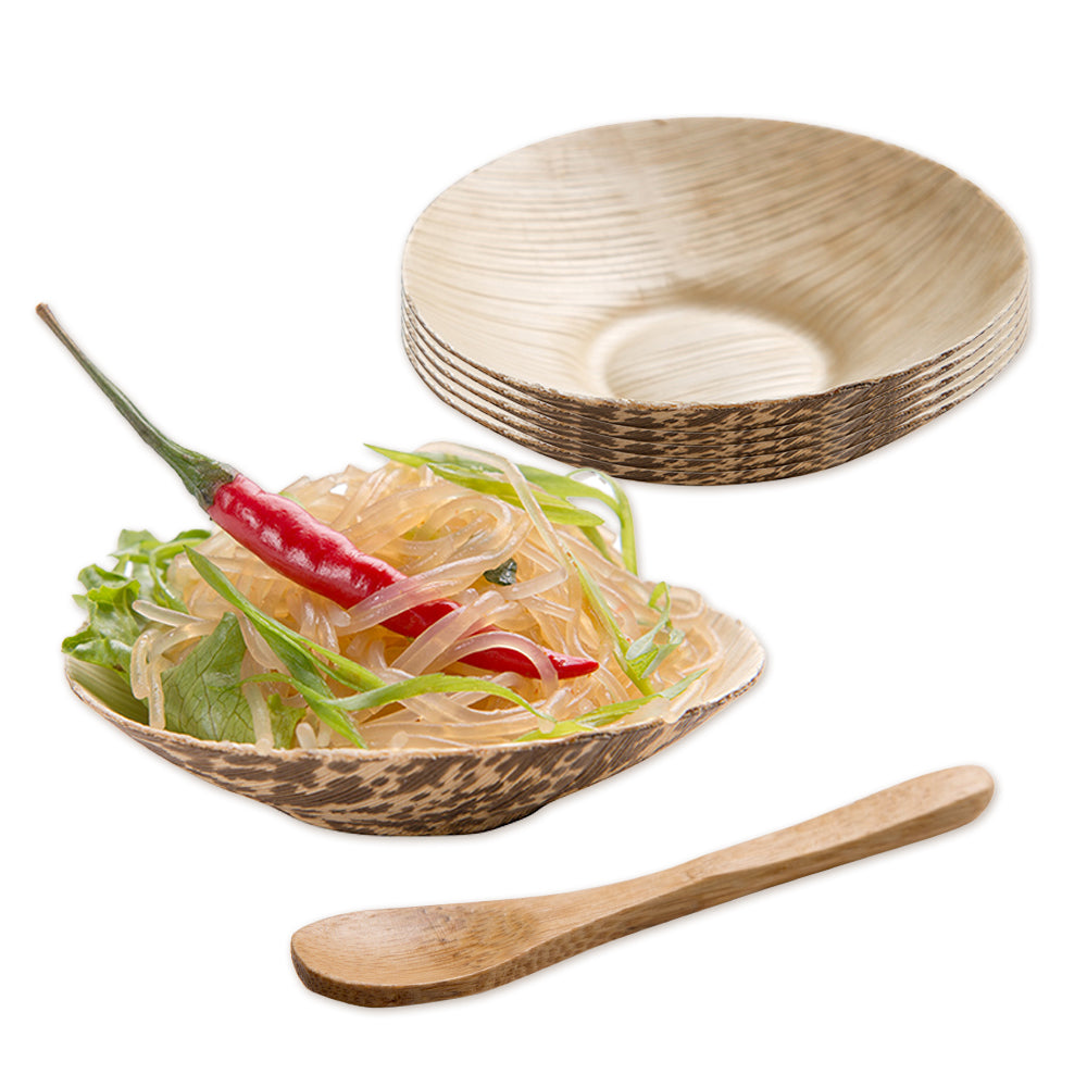 100 Pack 2 oz Round Natural Bamboo Coupelles & 100 Pack 3.5