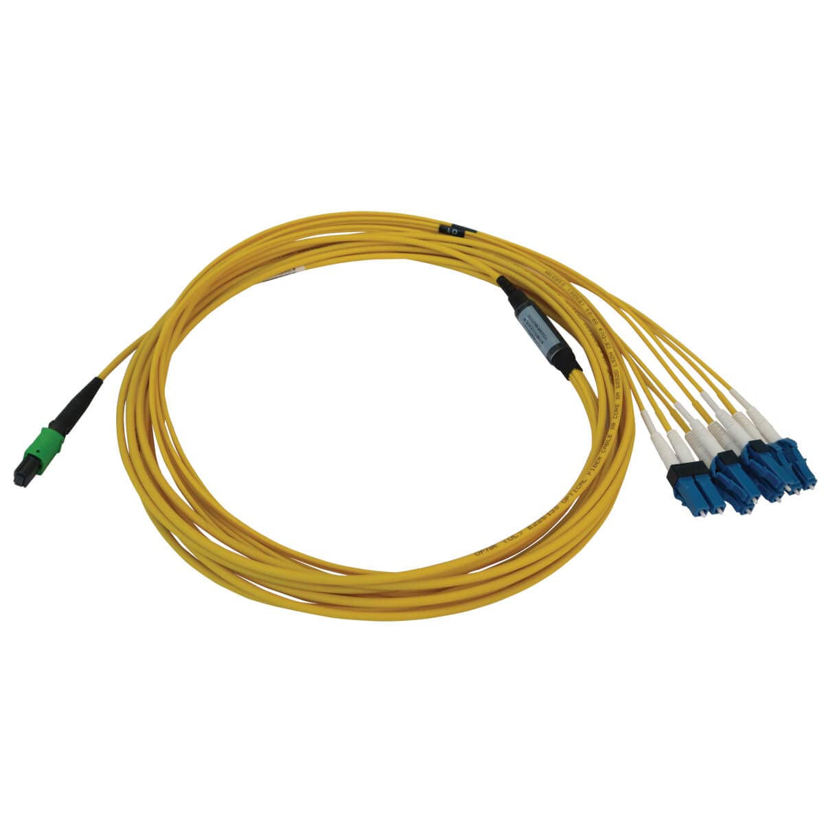 Tripp Lite Single Mode Fiber Patch Cable - 9/125 OS2 MPO to 4X Switchable LC Duplex (F/M APC-UPC) - 8 Fiber Yellow LSZH Jacket - 5 Meters (16.4 Feet) - Lifetime Warranty (N390X-05M-8L-AP) - Ideal for Data Centers, Server Rooms & High-Speed Network Connections