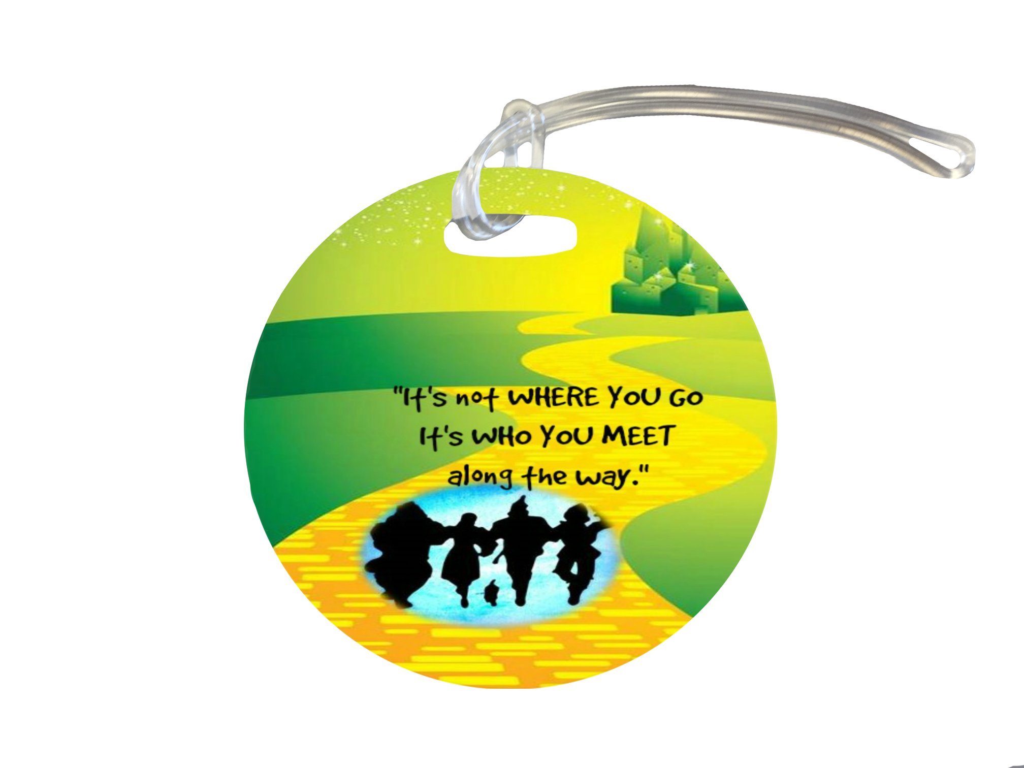 Trendy Yellow Bricks Road Quote Design 4-inch Luggage Tag - Perfect for Travel Bags, Suitcases, and Backpacks