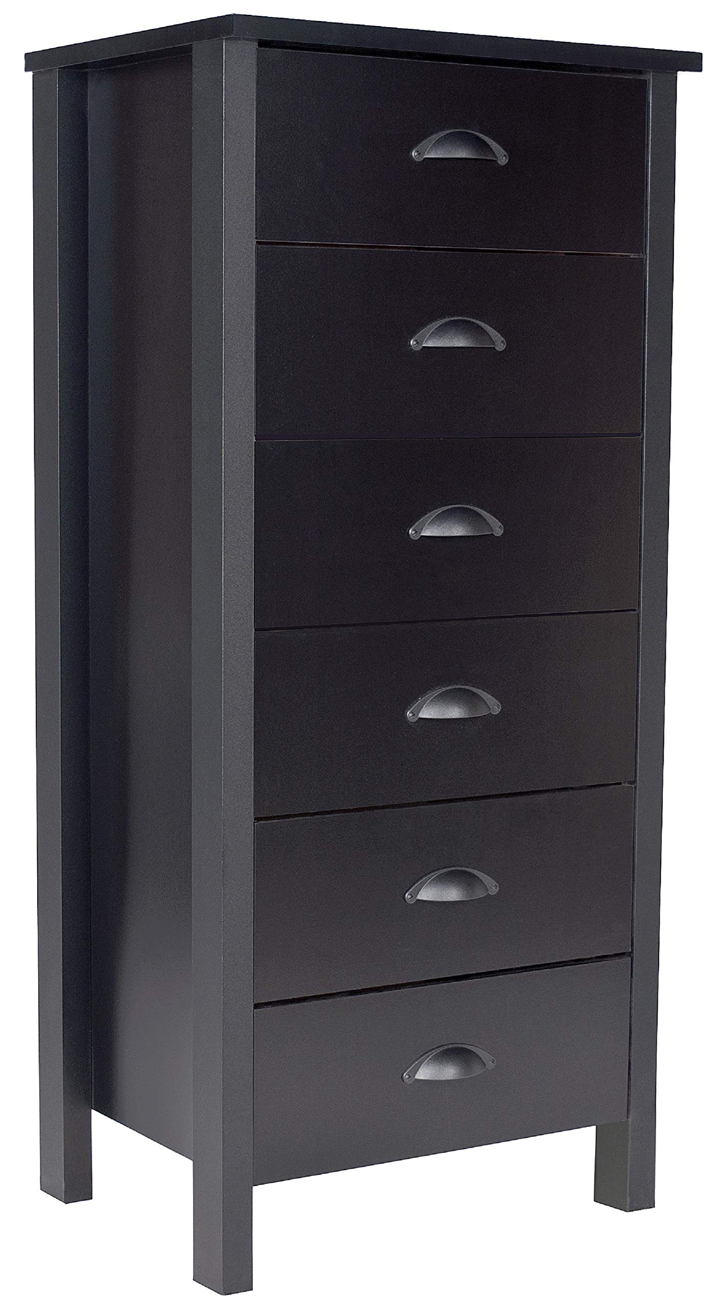 Venture Horizon 6-Drawer Lingerie Dresser - Black Wooden Chest for Underwear, Socks & Jewelry Storage | Perfect for Bedroom, Closet & Dorm Organization