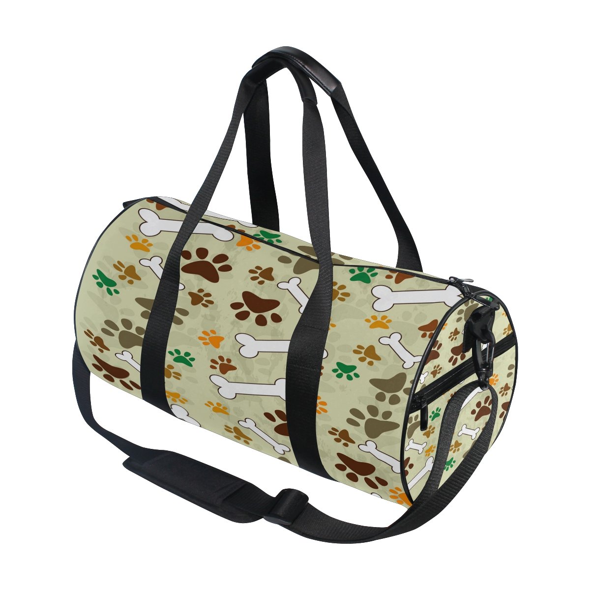 Cartoon Dog Paw Print with Bone Travel Duffel Bag - Waterproof Gym Sports Luggage for Men & Women - Perfect for Travel, Gym, Workout, and Outdoor Adventures