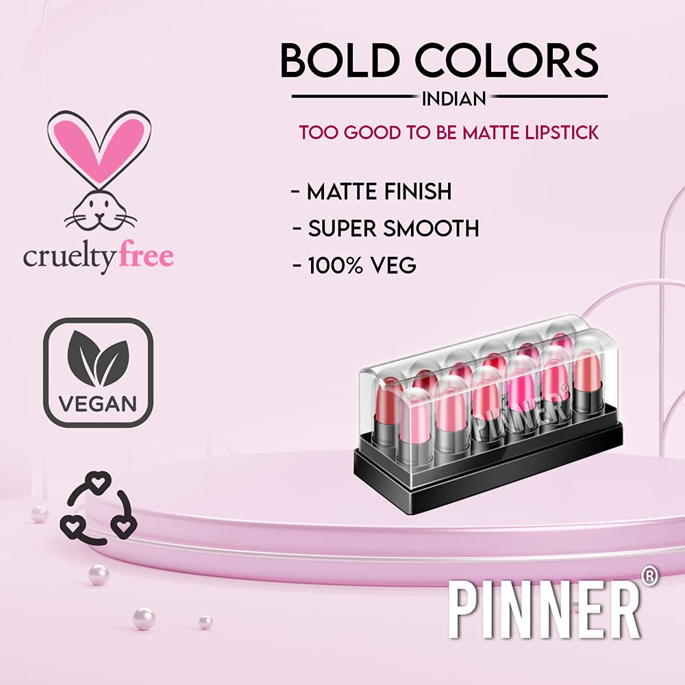 PINNER London Look Mini Pocket Lipstick Combo - 12 Vibrant Shades (Red, Magenta, Mauve, Purple, Peach, Cherry, Nude, Maroon, Brown, Pink, Disco Orange, Chocolate) 17.5g | Travel-Friendly, Everyday Wear & Party Makeup Essential