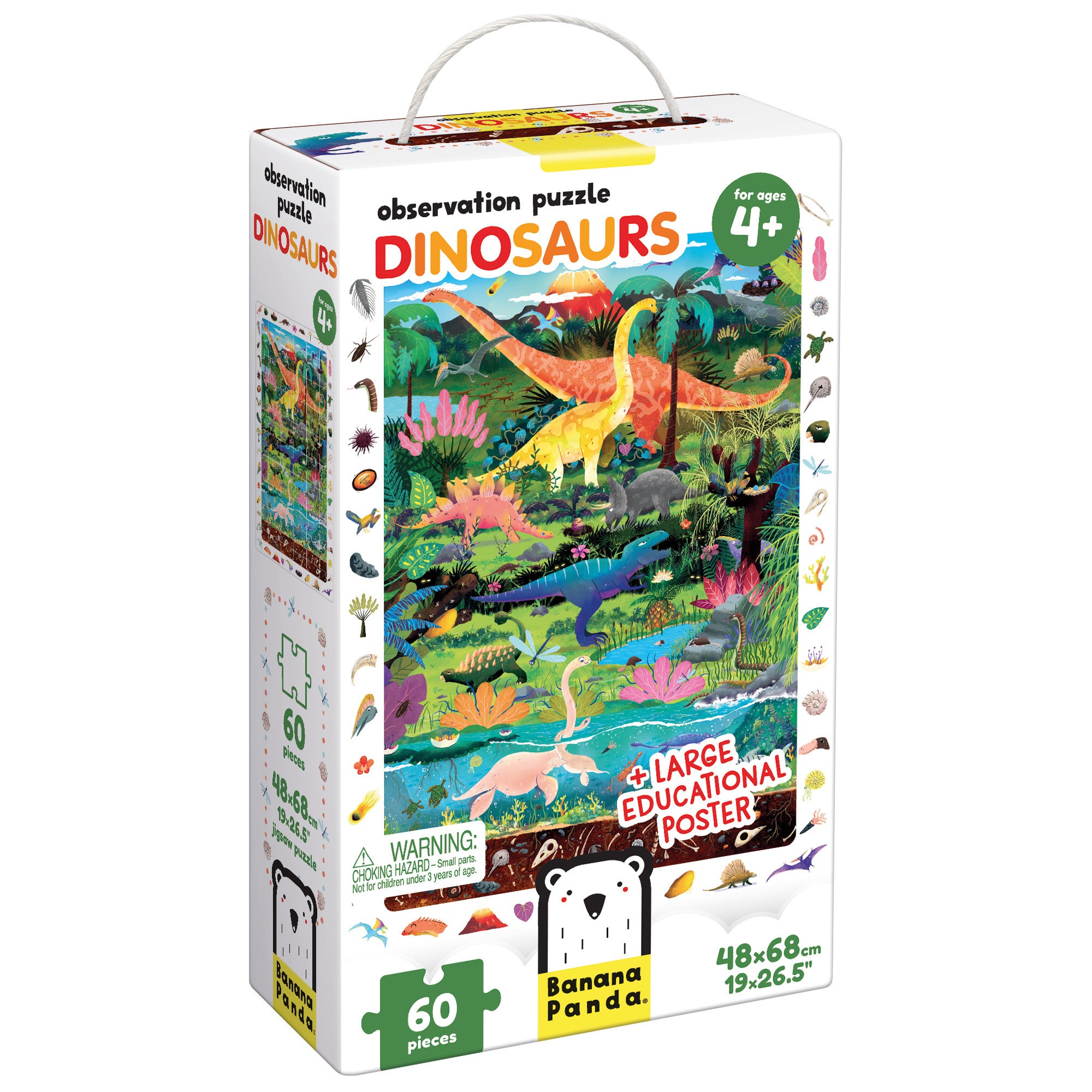 Banana Panda Dinosaurs Observation Floor Puzzle - 60 Piece Jigsaw Puzzle for Kids, Educational Dinosaur Toys for Children Ages 3-6 | Perfect for Birthday Gifts & Classroom Learning Activities