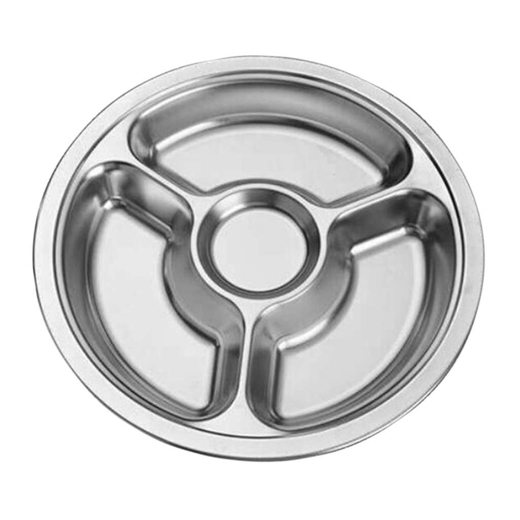Stainless Steel Divided Food Tray - 3 Compartment Dinner Plate for Camping, Picnic, School & Office | Durable Snack Serving Dish for Outdoor Activities, Cafeteria & Home Use