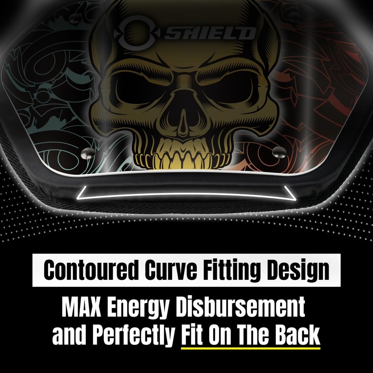 O Shield Football Back Plate - Lower Back Pads for Football Players, Rear Protector - Power Series (Power Skull, Angel&Demons, Seal Power) - Protective Gear for Tackling & Contact Sports - Ideal for Football, Rugby & Training Sessions