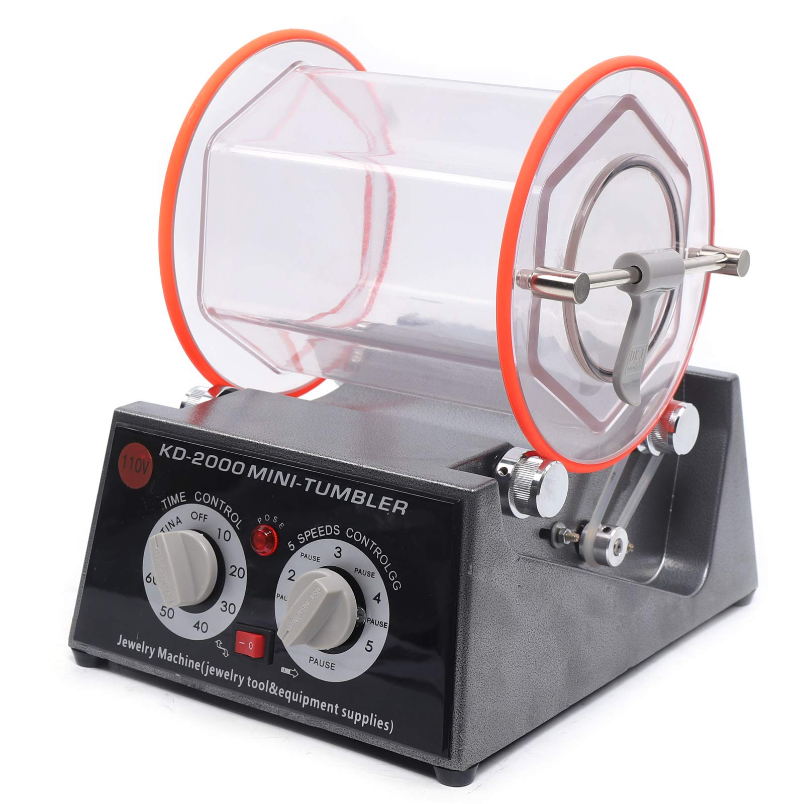 80W Rock Tumbler Kit - 5KG Capacity Jewelry Polishing Machine with Variable Speed Control (110V) | Professional Gemstone, Metal & Jewelry Finishing Tool for DIY Crafts, Lapidary Work & Metal Polishing