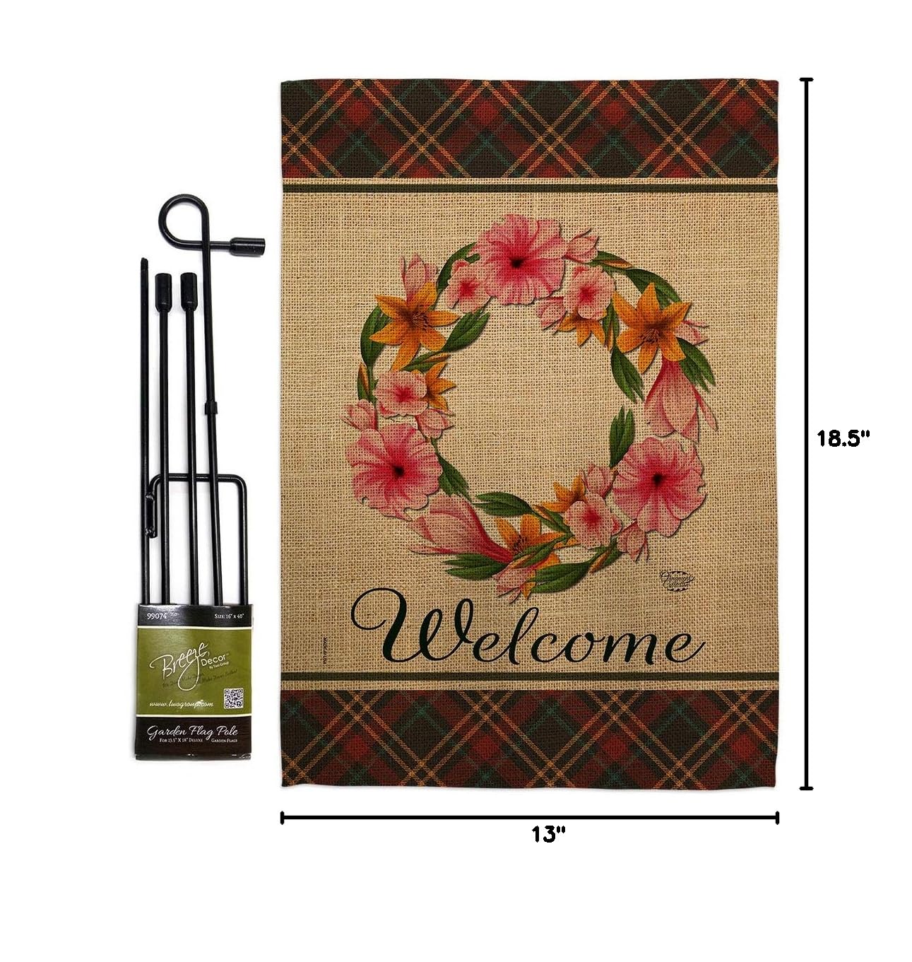 Floral Lily Wreath Garden Flag Set - Spring Flower Decor for Yard & Home