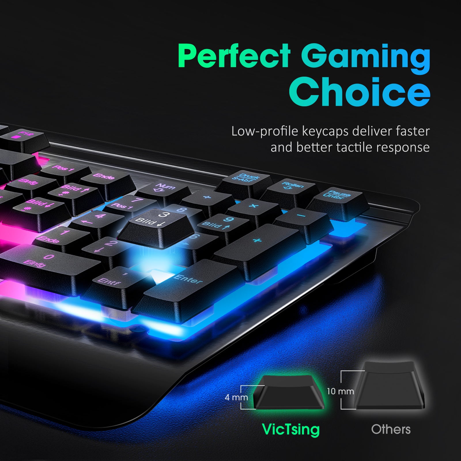 RGB Backlit Mechanical Gaming Keyboard - Wired USB Ergonomic Keyboard for PC, Mac, Laptop - Anti-Ghosting, Water-Resistant - Perfect for Gaming, Office Work & Night Typing