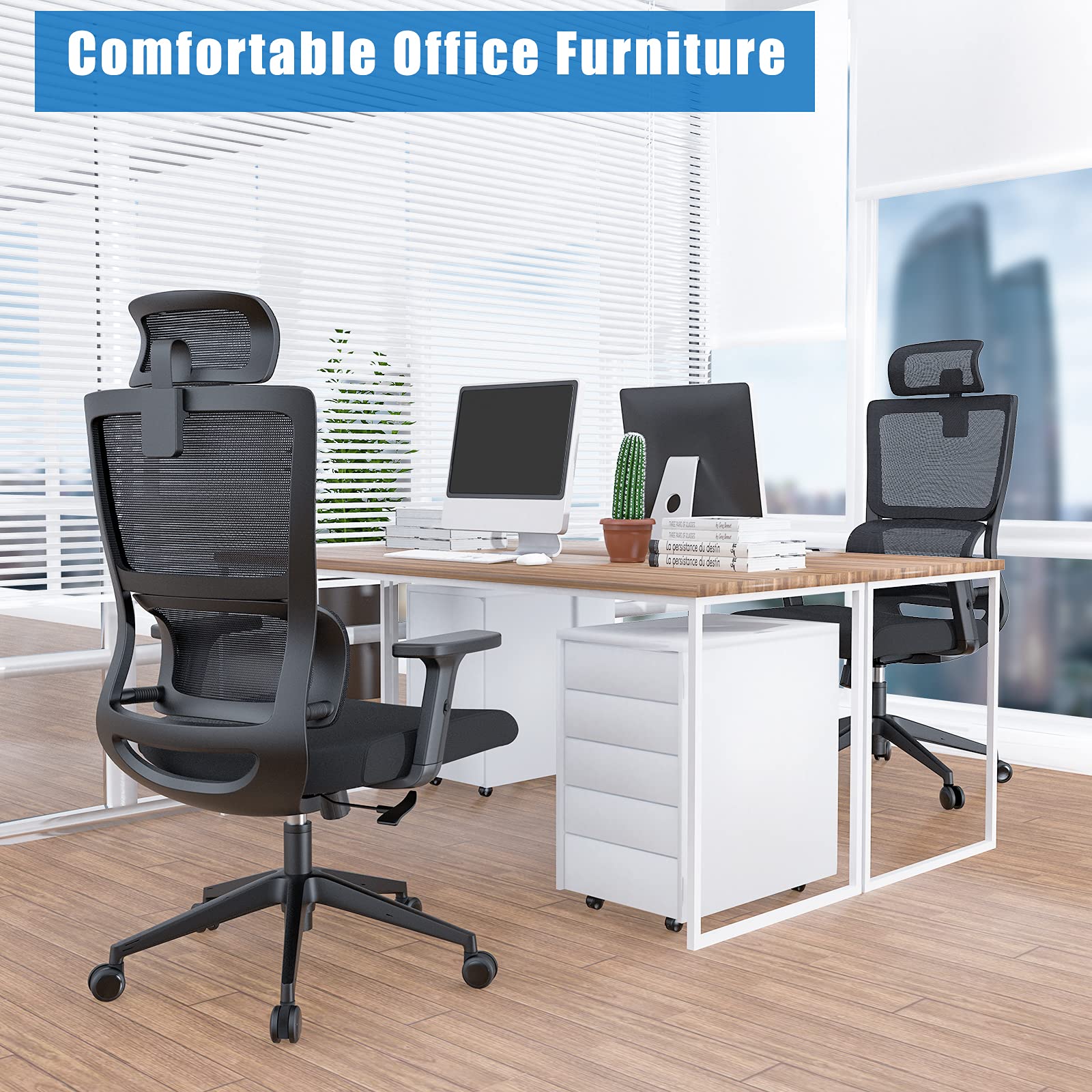 Premium Ergonomic Office Chair with Enhanced Lumbar Support & Adjustable Armrests - Breathable Mesh High Back Computer Desk Chair for Home & Office - Ideal for Long Work Hours, Gaming, and Remote Work Comfort