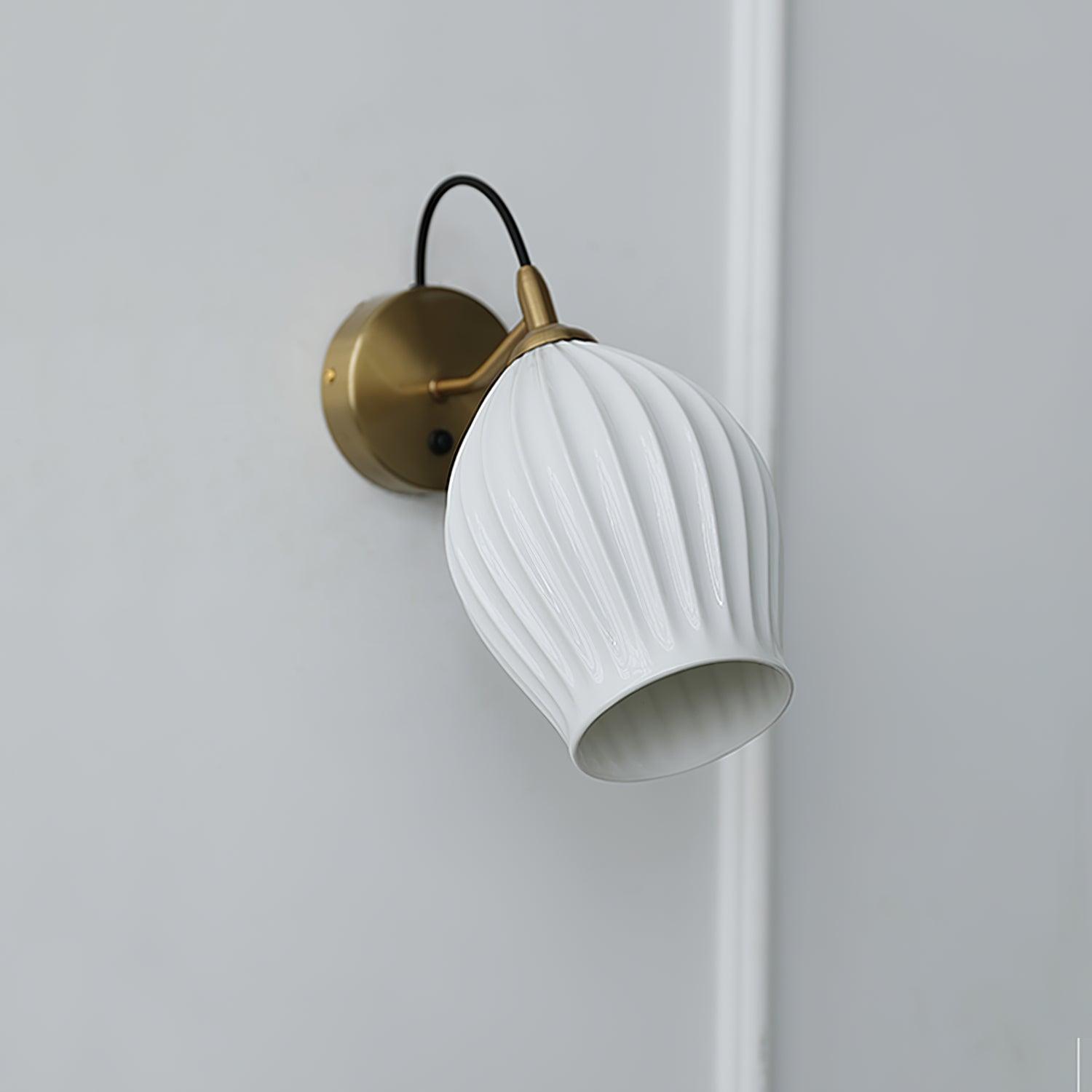 Modern Ceramic Ribbed Wall Light Fixture - Sleek & Stylish Indoor/Outdoor Sconce for Living Room, Bedroom, or Patio Lighting