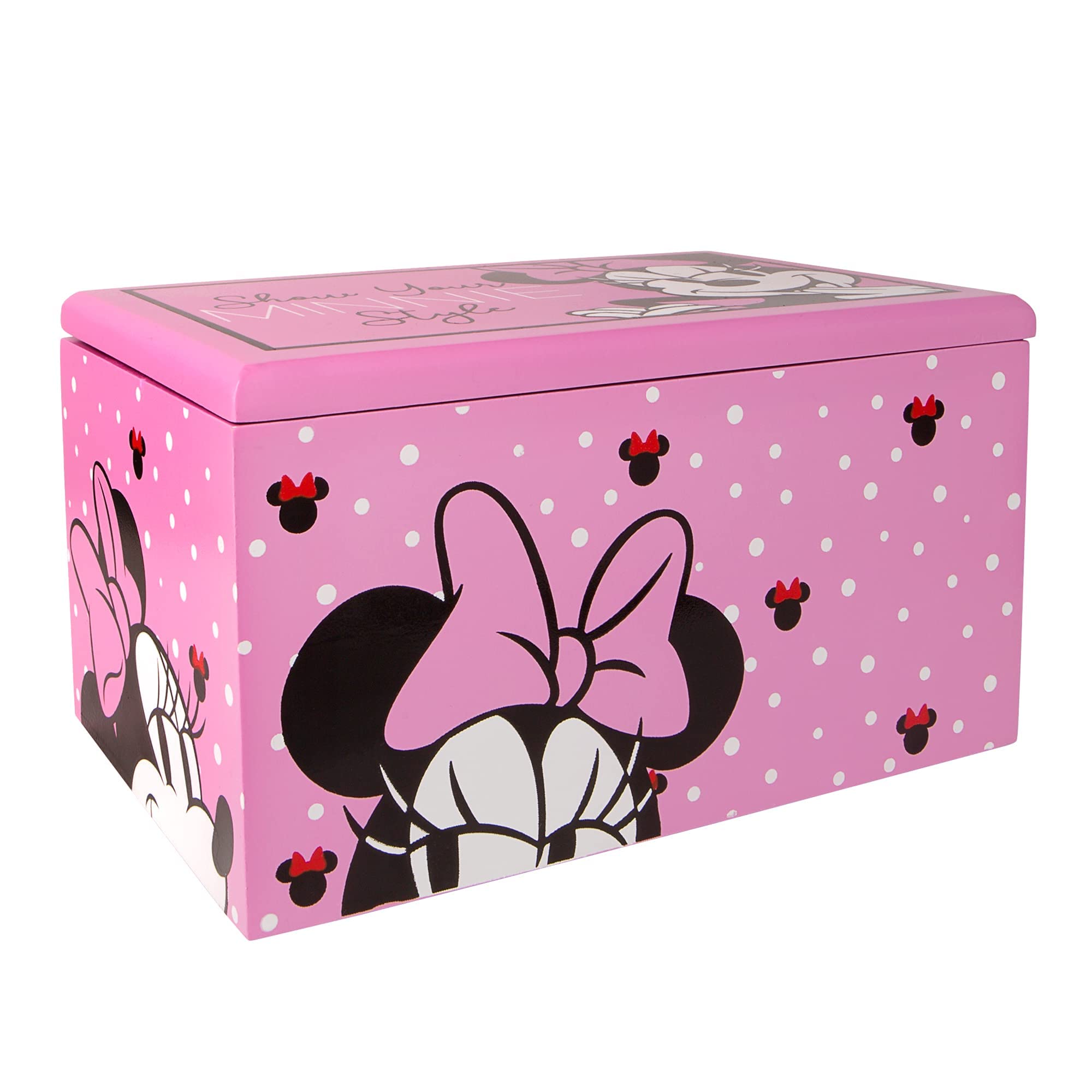 Disney Minnie Mouse Pink Jewelry Box & Organizer - Officially Licensed Show Your Minnie Style (VX700651L) | Perfect for Girls' Room Decor, Gift for Disney Fans & Jewelry Storage