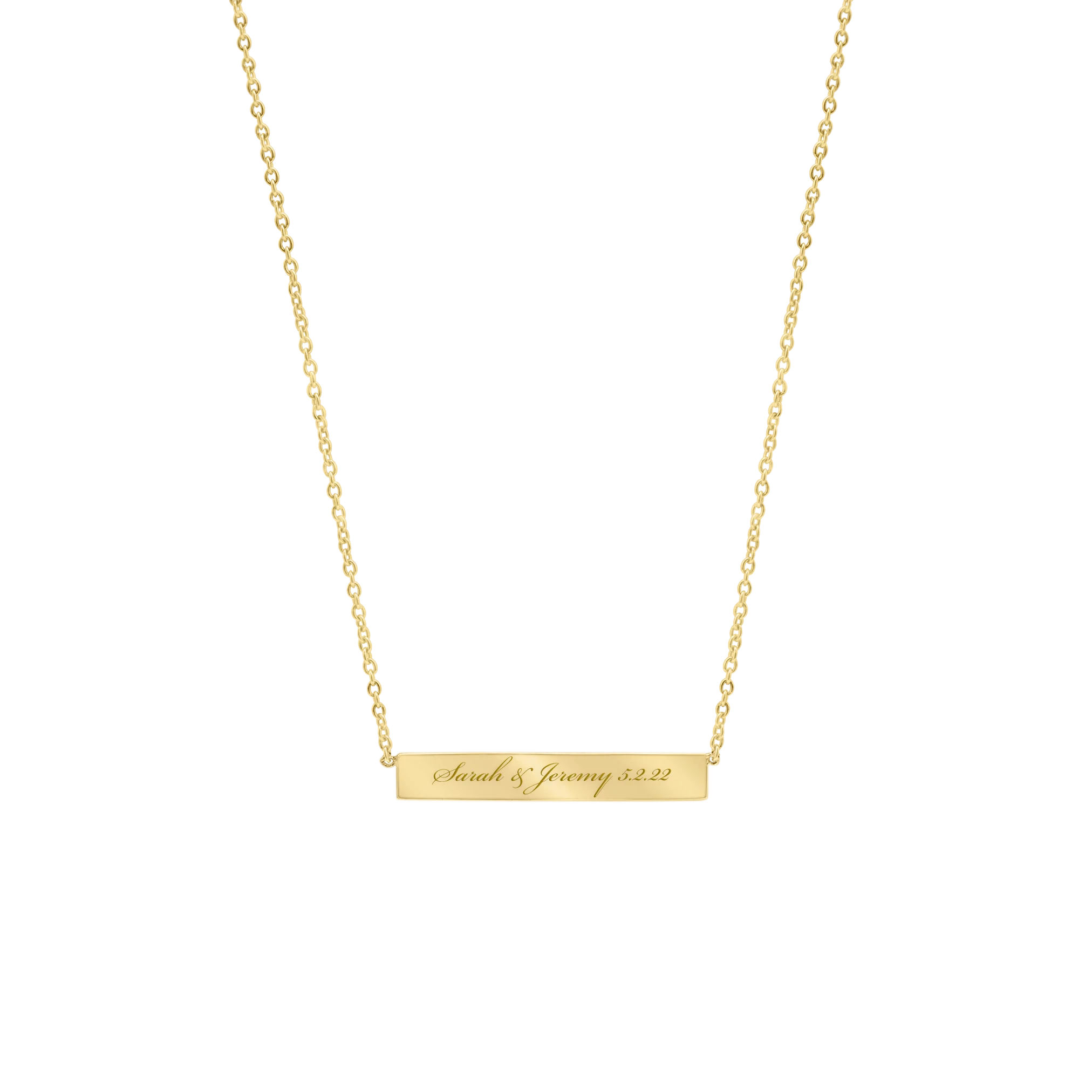 14K Solid Gold Bar Necklace - Personalized Nameplate Pendant for Women & Men - Custom Engraved Gift for Anniversary, Birthday & Valentines Day - Perfect for Layering & Everyday Wear