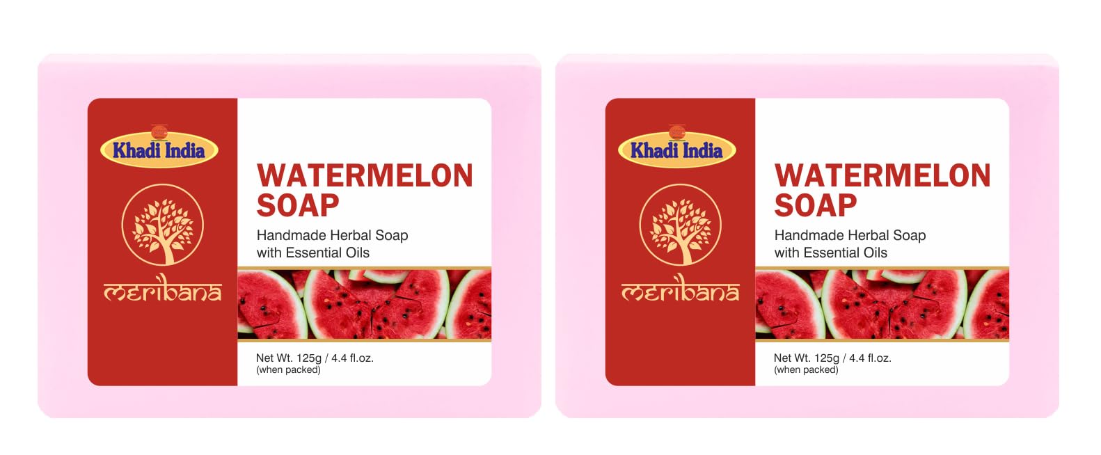 Handmade Watermelon Bath Soap Bar - Natural & Moisturizing (2 x 125g) | Refreshing Summer Skincare for Face & Body | Perfect Gift for Women & Teens