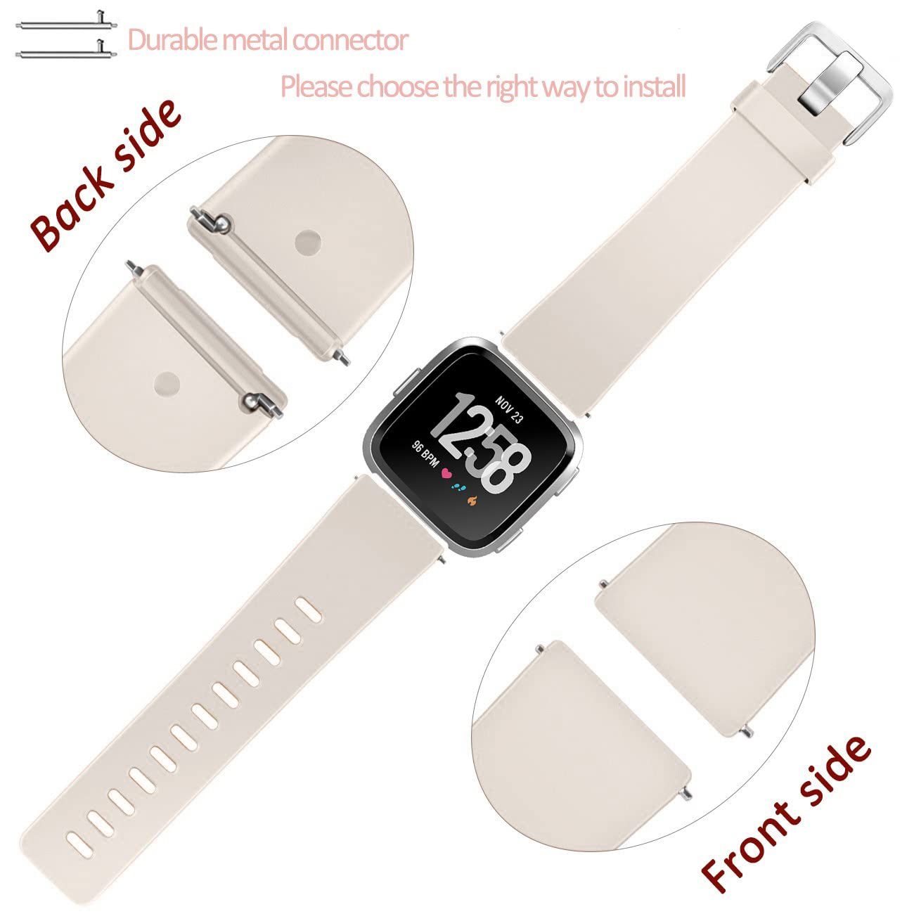 Wepro Soft Silicone Replacement Bands for Fitbit Versa 2 - Comfortable Sport Wristband for Women & Men, Beige Small - Perfect for Gym, Running & Everyday Wear