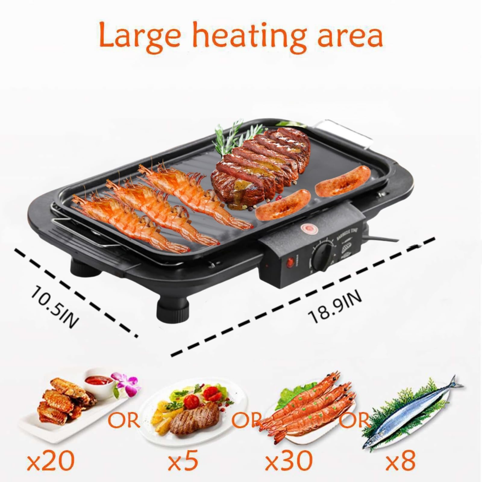 Smokeless Indoor Electric Grill - 2000W Non-Stick Griddle with Removable Grill Plate & Large Cooking Surface | Perfect for Family BBQs, Apartment Cooking & Healthy Meals