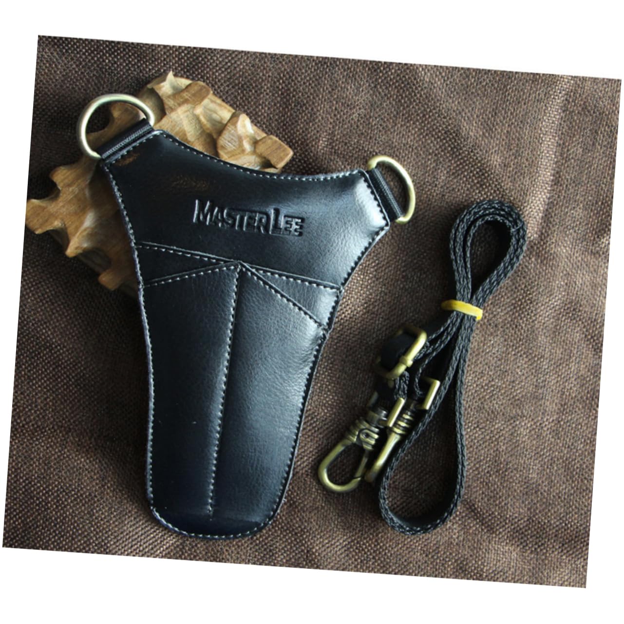 **POPETPOP 2-Piece Leather Hair Scissors Pouch – Salon Scissors Storage Bag for Stylists, Belt Purse & Crossbody Waist Bag – Professional Hairdressing Tools Organizer (Great for Travel & Salon Use)**