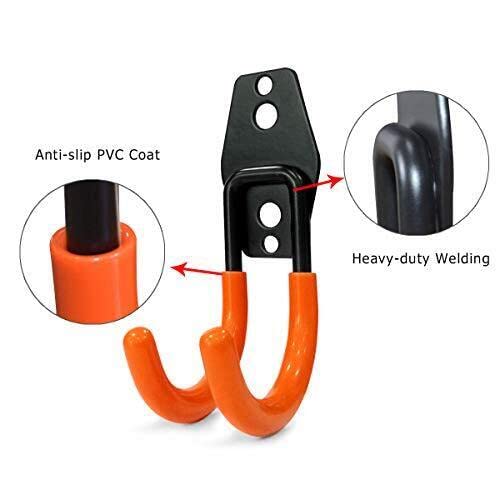 Heavy Duty Anti-Slip Garage Storage Hooks 2 Pack - Wall Mount Utility Hangers for Power Drills, Garden Tools, Hoses & Ladders - Small J 2.7 Inch - Perfect for Garage Organization & Tool Storage Solutions