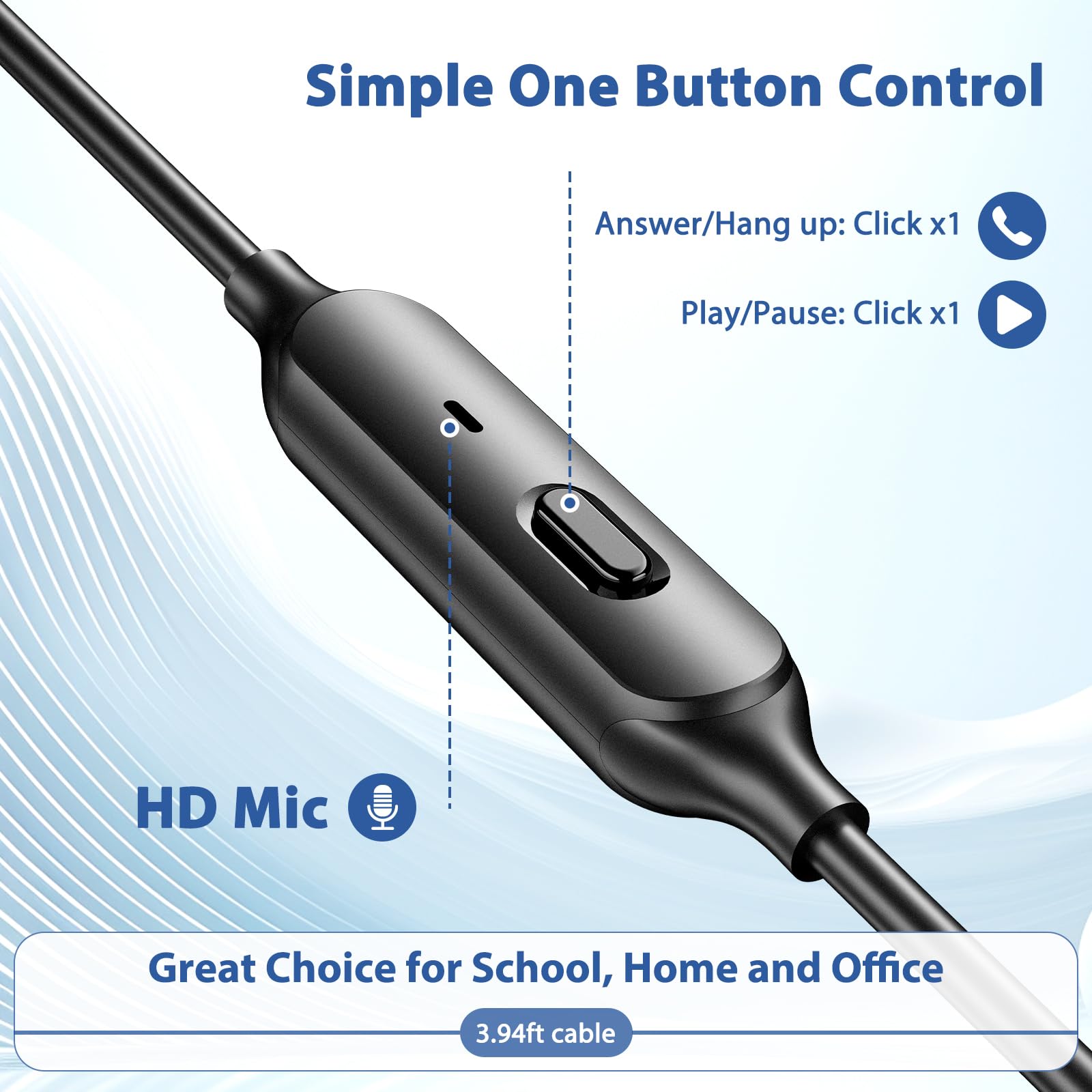 Wired Earbuds with Microphone - Noise Isolating In-Ear Headphones with 3.5mm Jack for iPhone, Samsung, Android, Laptop, Desktop, Gaming Consoles - Perfect for School, Work, Gaming & Travel