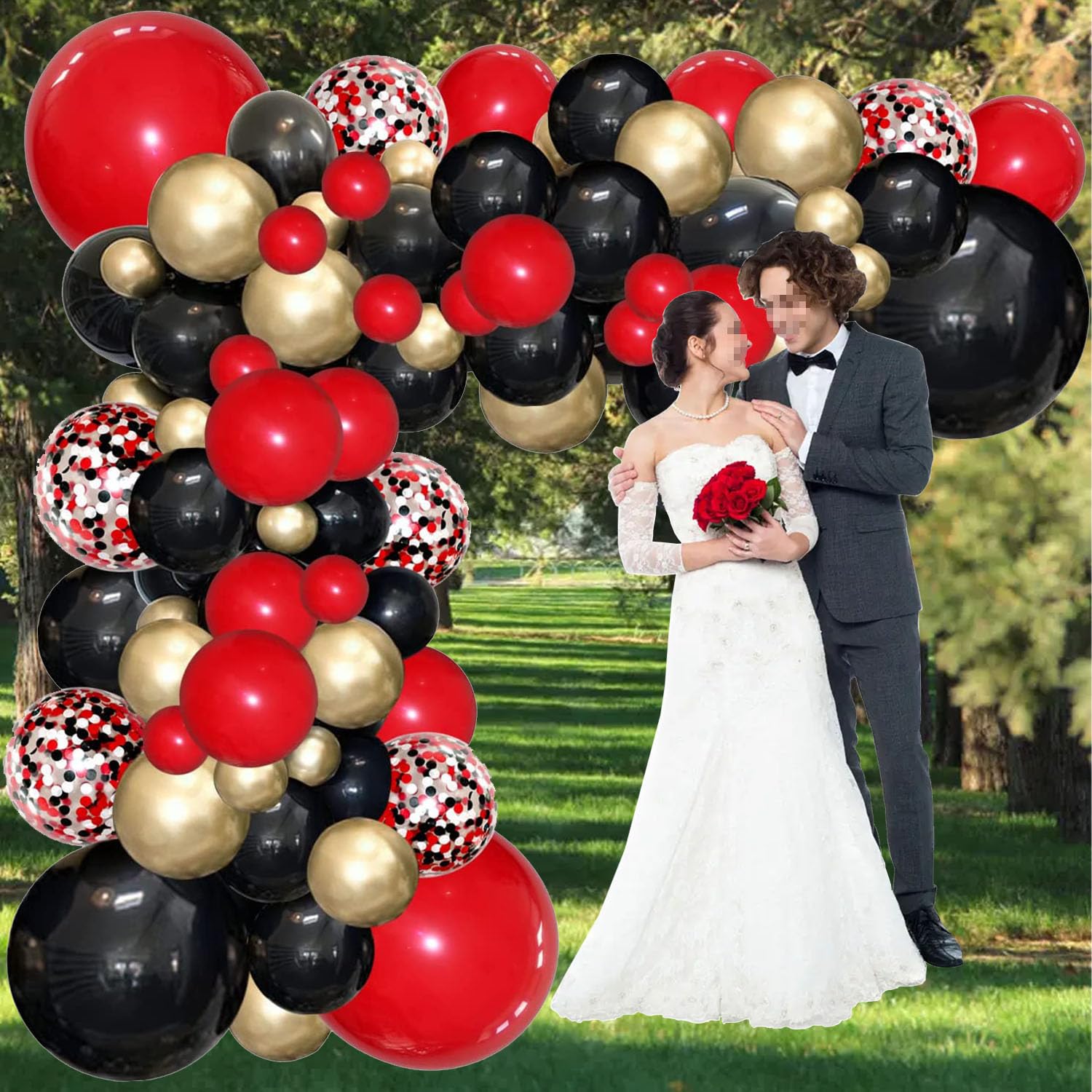 Red and Black Balloon Garland Kit with Gold Accents - Premium Balloon Arch Decor for Birthday, Wedding, New Year, Graduation, Anniversary & Casino Theme Parties - Perfect for Indoor/Outdoor Celebrations and Event Decorations