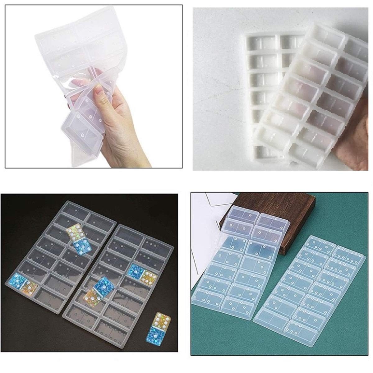 Premium Silicone Domino Resin Molds - 2PCS/Set with 28 Cavities for DIY Epoxy Resin Casting | Perfect for Making Custom Domino Game Pieces, Jewelry Charms & Unique Gifts