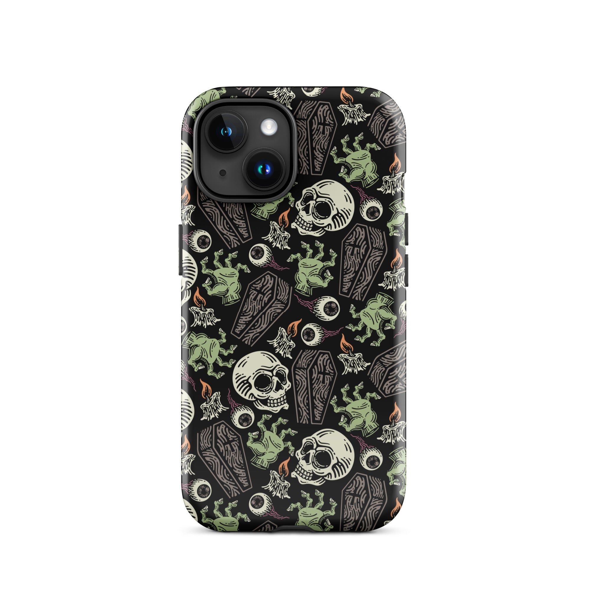 Premium Skeleton Horror iPhone Case - Durable Shockproof Protection for iPhone 12/13/14/15 Pro Max - Gothic Halloween Aesthetic Phone Cover for Parties & Cosplay