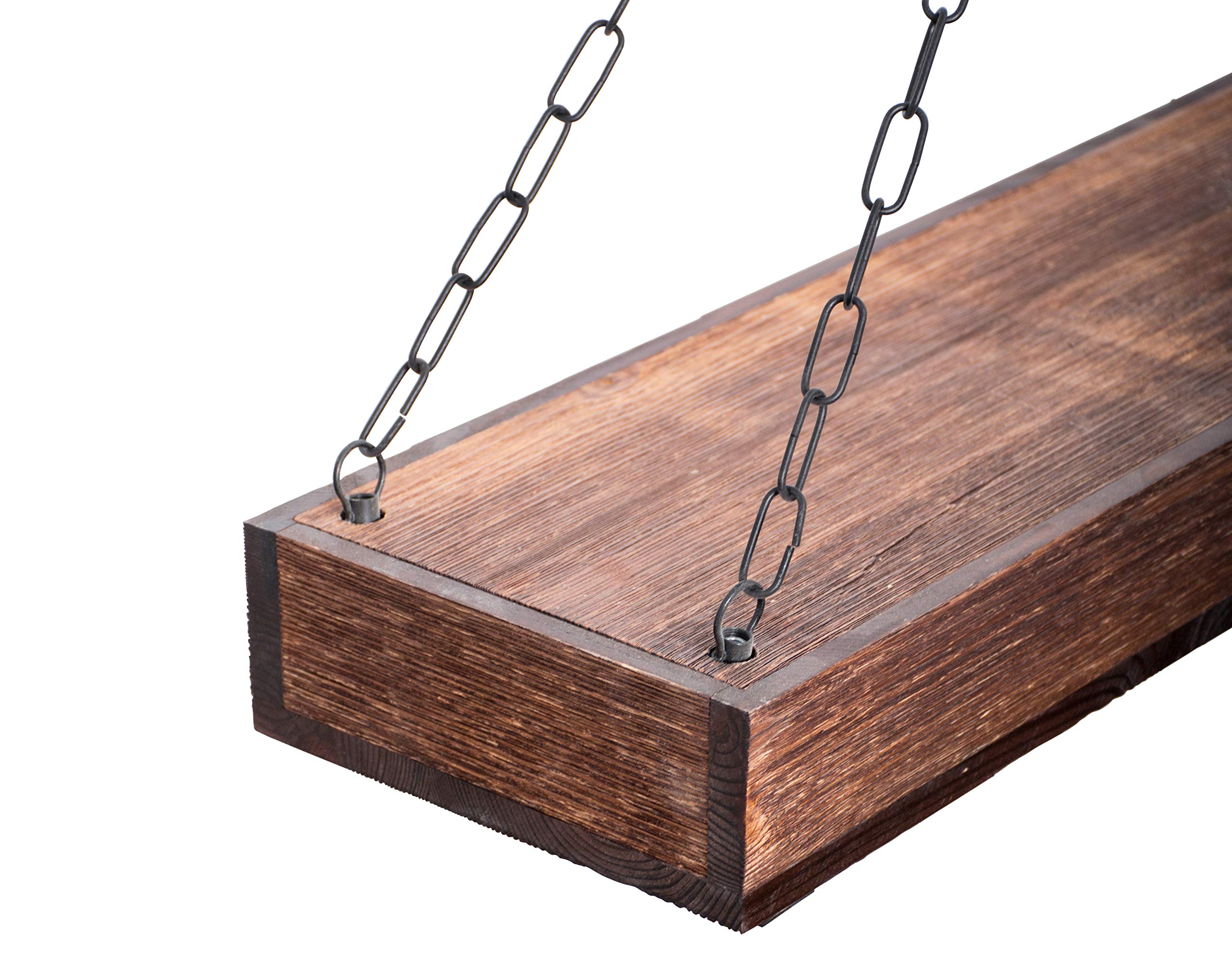 Modern Wood LED Pendant Light Fixture - 6-Light Hanging Chandelier for Kitchen Island, Dining Room, Bedroom & Restaurant - Energy Efficient Halogen Alternative - Perfect for Ambient Lighting in Homes and Commercial Spaces