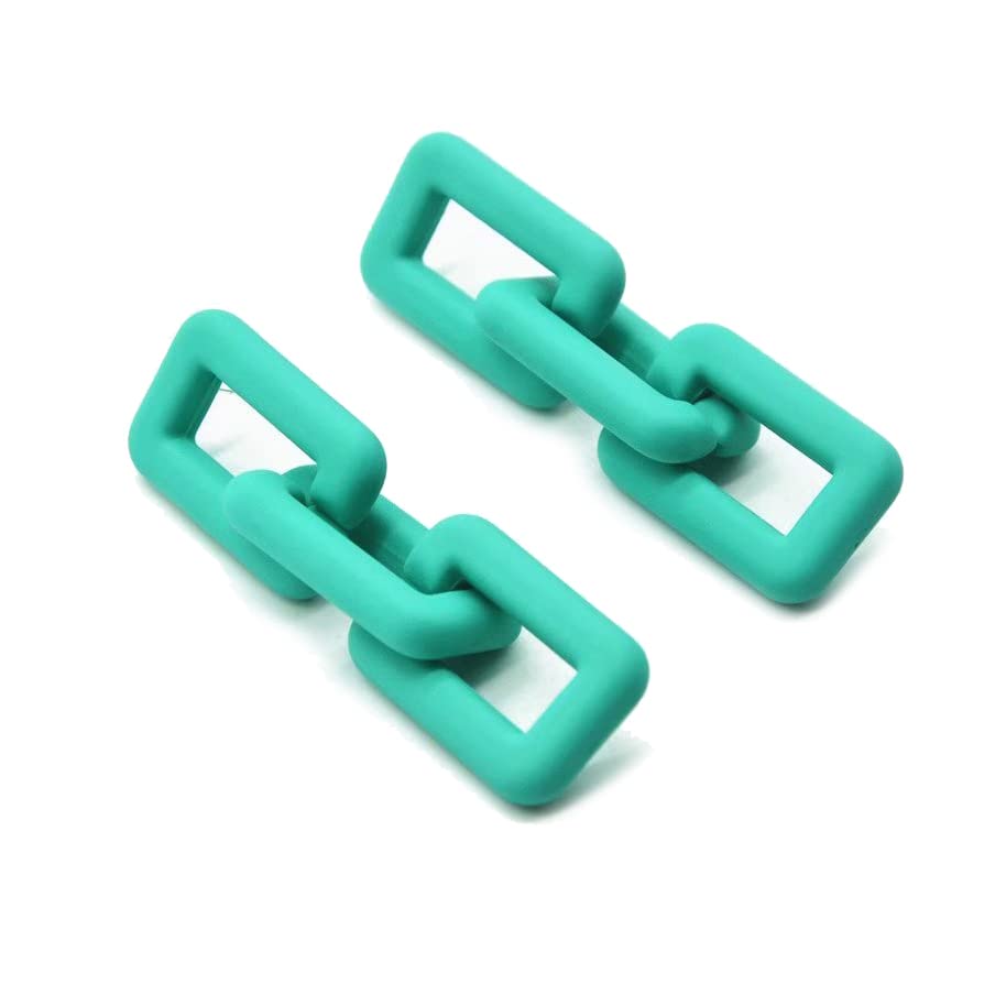 Geometric Square Acrylic Earrings for Women - Colorful Rectangle Paperclip Link Chain Dangle Earrings, Trendy Resin Drop Jewelry in Rainbow Candy Colors (Yellow) | Perfect for Parties, Office Wear & Everyday Fashion Accessories