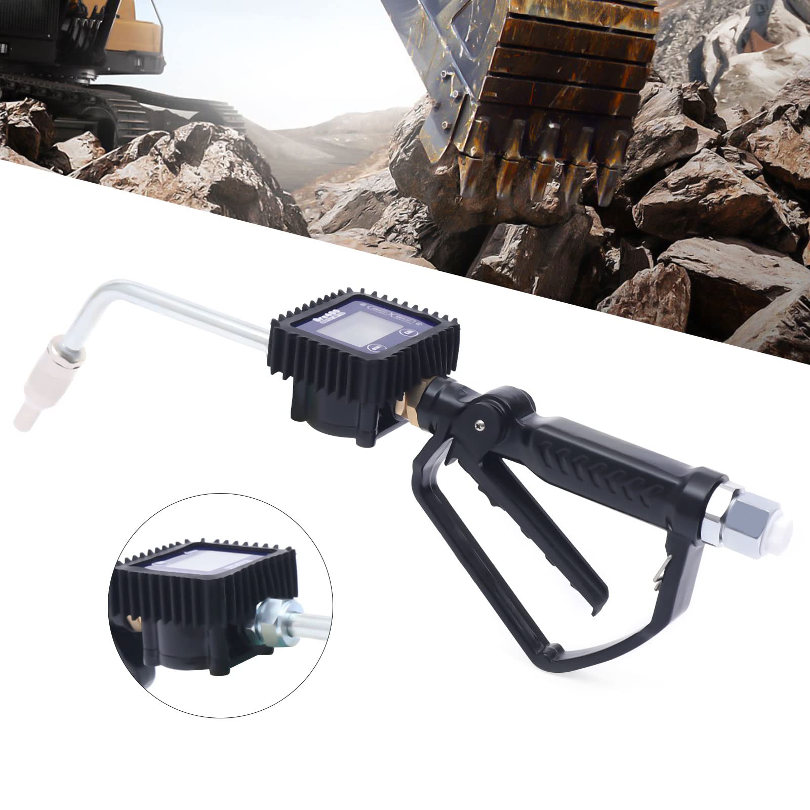 Digital Oil Dispensing Nozzle with Flow Meter - 0.5-50MPA Spout Oil Control Valve, Oil Gun & 2 Batteries (US Stock) | Perfect for Gas Stations, Auto Shops & Industrial Fuel Transfer