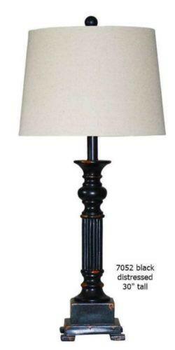Vintage Black Distressed Table Lamp - H&H Lamp 7052 for Living Room, Bedroom & Office Decor | Antique Style Lighting Fixture