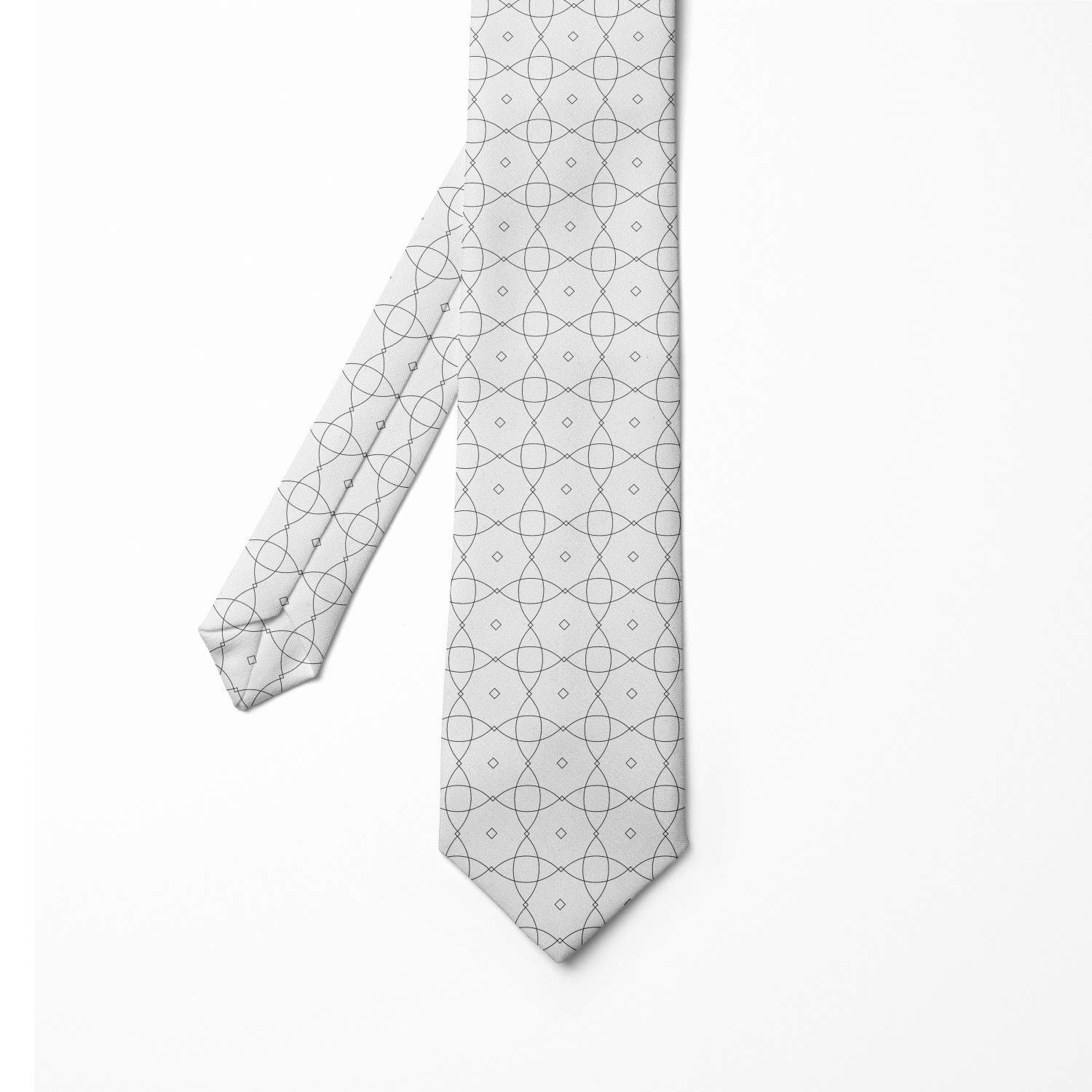 Ambesonne Abstract Men's Tie - Hand Drawn Geometric Design for Office & Weddings