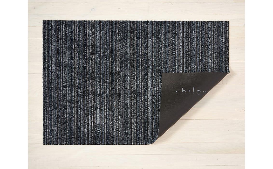 Chilewich Indoor/Outdoor Shag Rug - Skinny Stripe Blue 24x36 - Perfect for Patio, Deck, Bathroom & Entryway