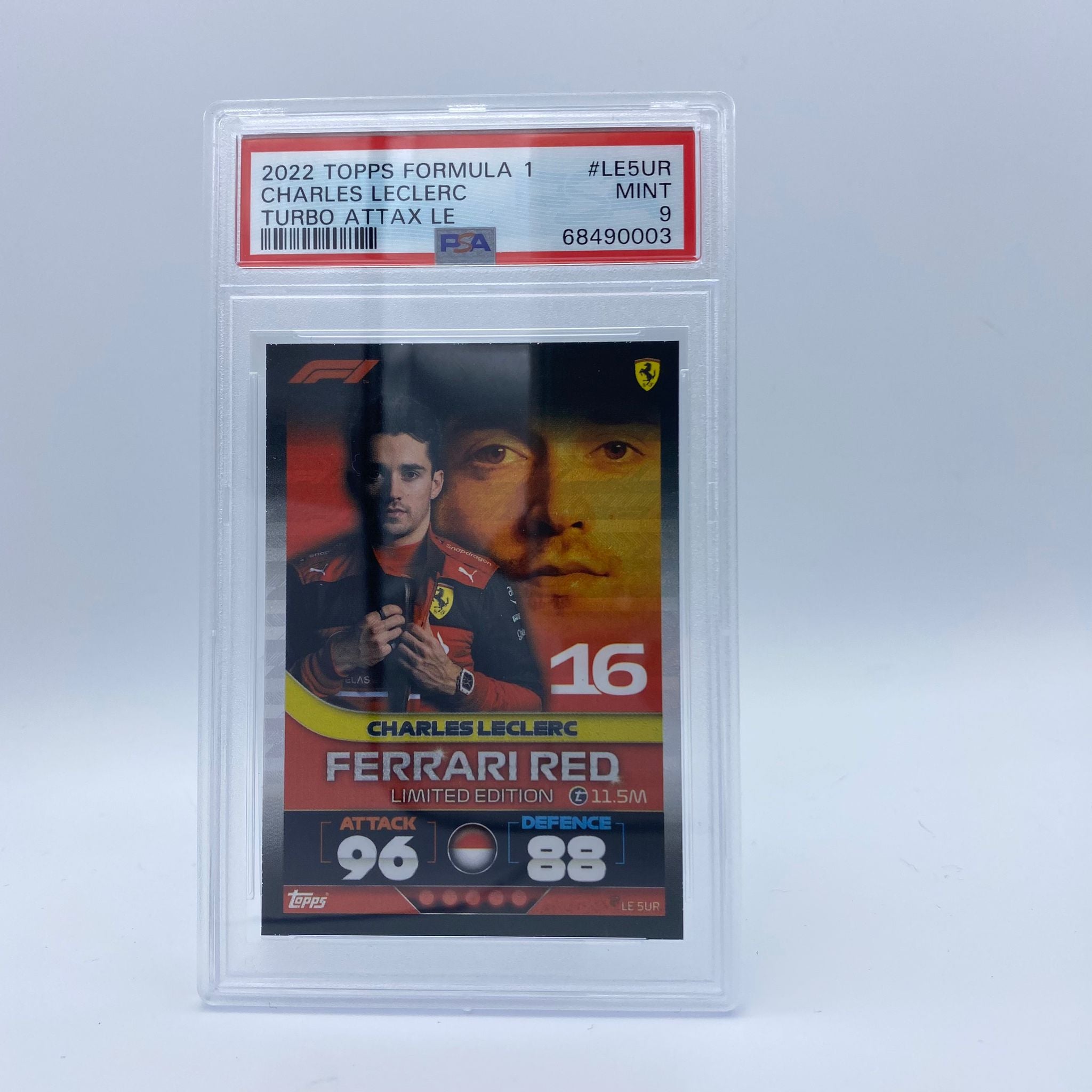 PSA 9 Graded Charles Leclerc Ferrari Red #LE5UR Turbo Attax 2022 Trading Card - Perfect for F1 Collectors, Sports Memorabilia Displays & Investment Collections