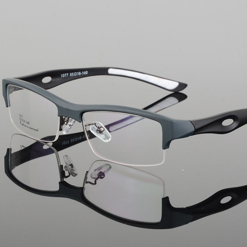Bclear Square TR90 Semi-Rimless Sports Eyeglasses for Men - Lightweight & Durable Frame for Running, Cycling & Outdoor Activities