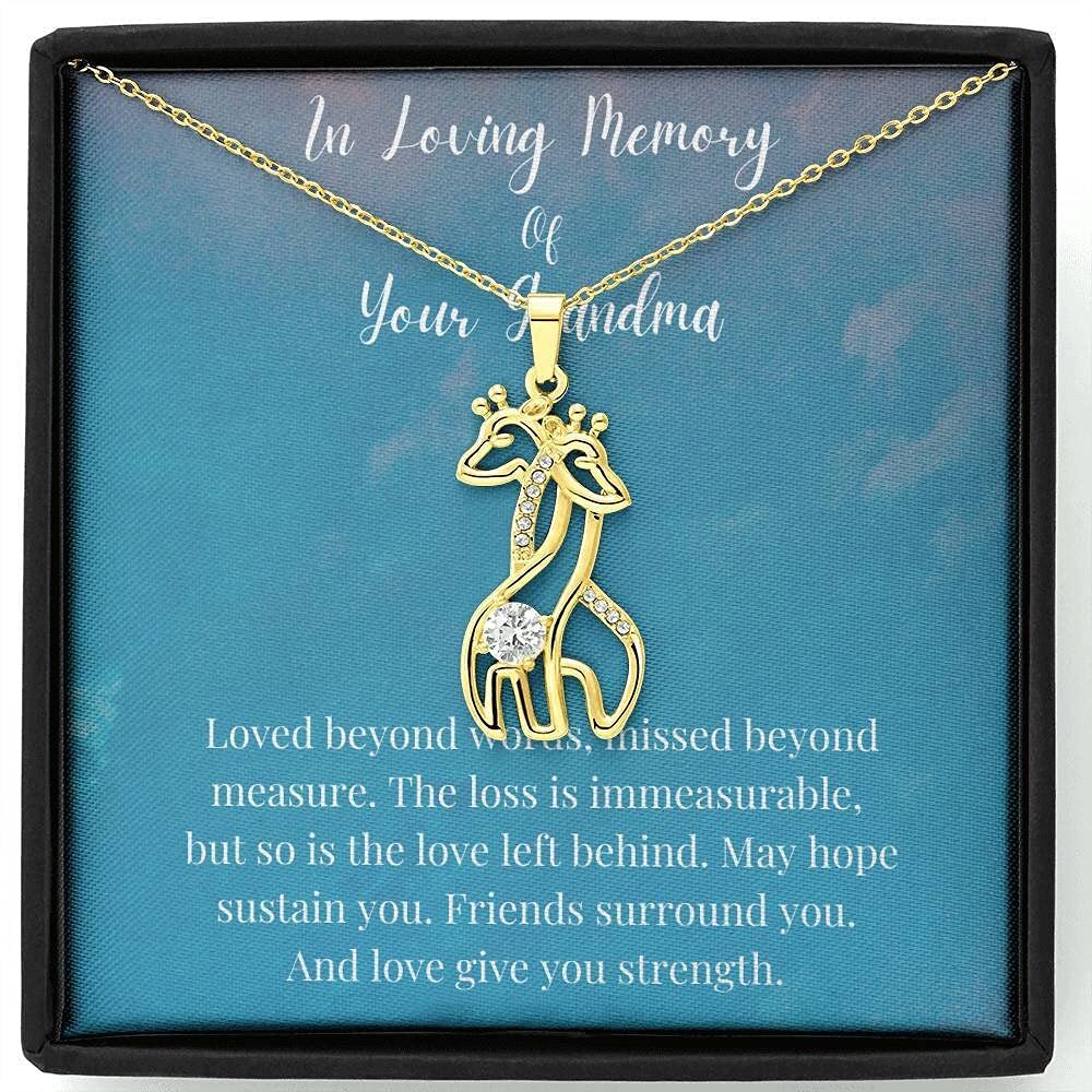 Handmade Giraffe Necklace - Personalized Memorial Gift for Grandma - White & Gold - Custom Size - Perfect for Remembrance & Comfort