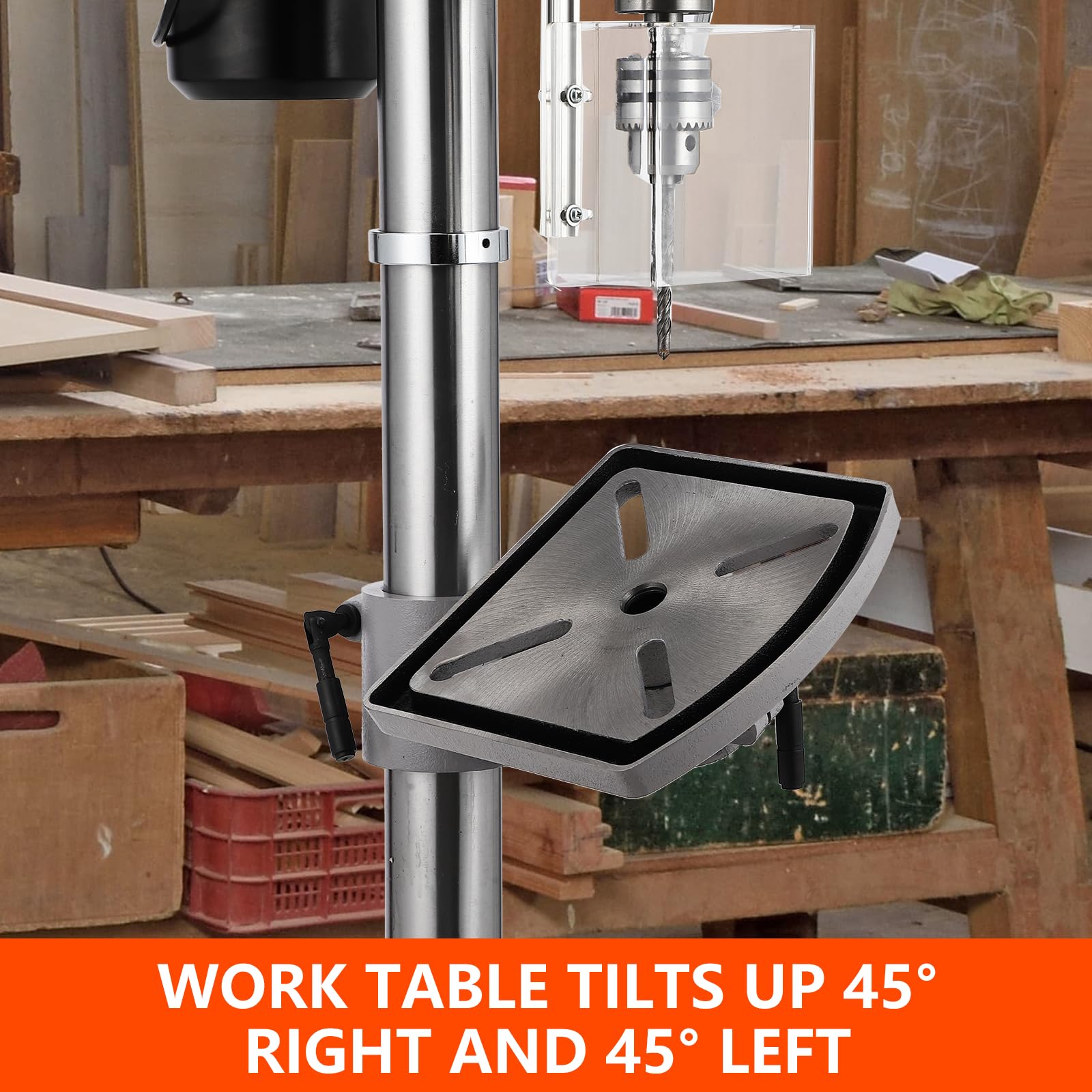 **GARVEE 15 Inch Floor Drill Press - 7.5 Amp 120V Heavy Duty Bench Drill Machine with Safety Guard for Woodworking & Metalworking Projects**