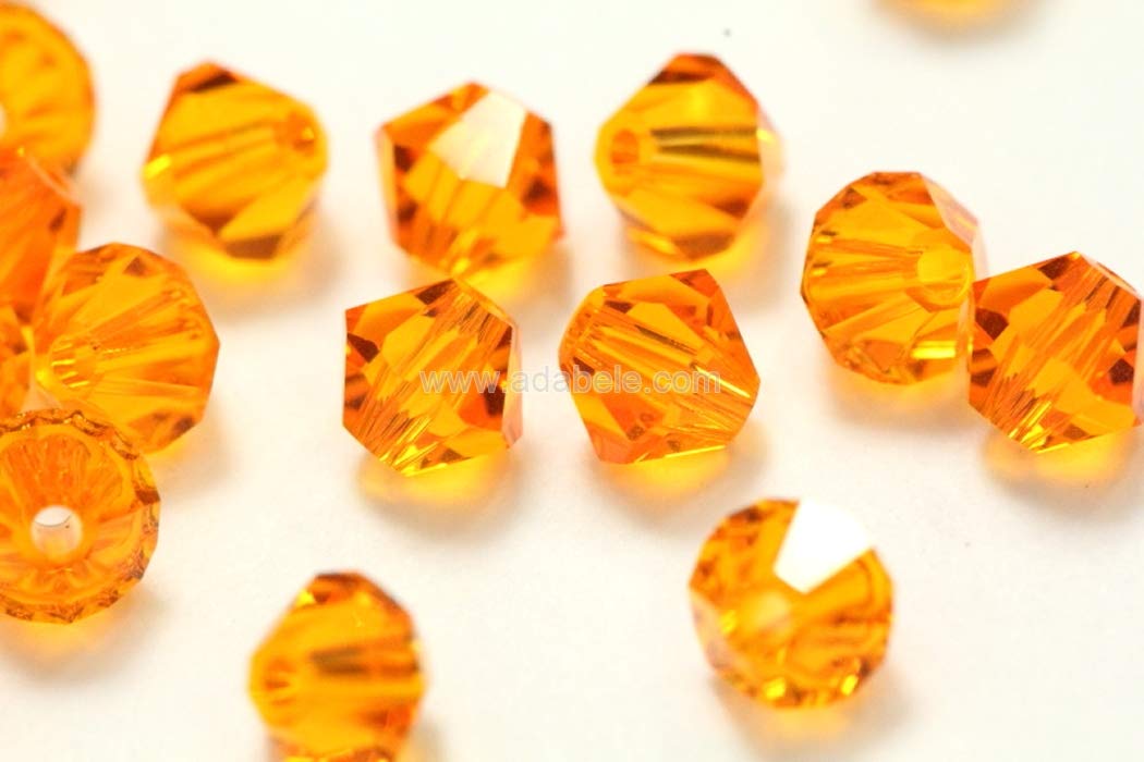 200pcs Authentic Preciosa 3mm (0.12 Inch) Small Faceted Bicone Crystal Beads - Sun Orange Color, Compatible with Swarovski 5301/5328 - Perfect for DIY Jewelry Making, Bracelets, Necklaces, Earrings & Craft Projects - Pre-B312