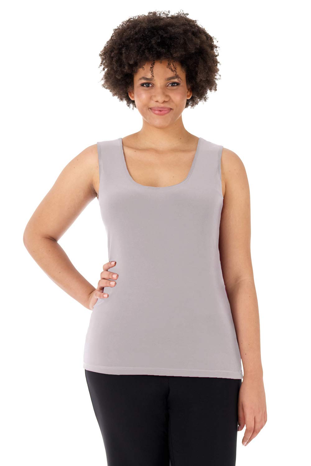Rekucci Plus Size Knit Scoop Neck Tank Top for Curvy Women - Comfortable Travel & Casual Wear for Summer Outfits