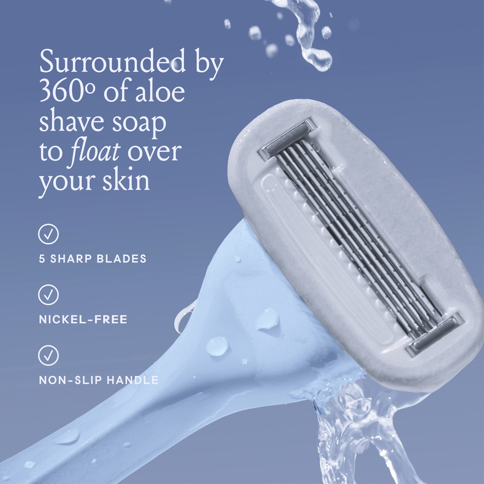 Billie Women's Razor Shaving Kit - 5-Blade Razor with 4 Refills, Magnetic Holder & Travel Case - Cool Blue | Smooth Legs, Underarms & Bikini Line | Perfect for Travel, Gym & Everyday Shaving