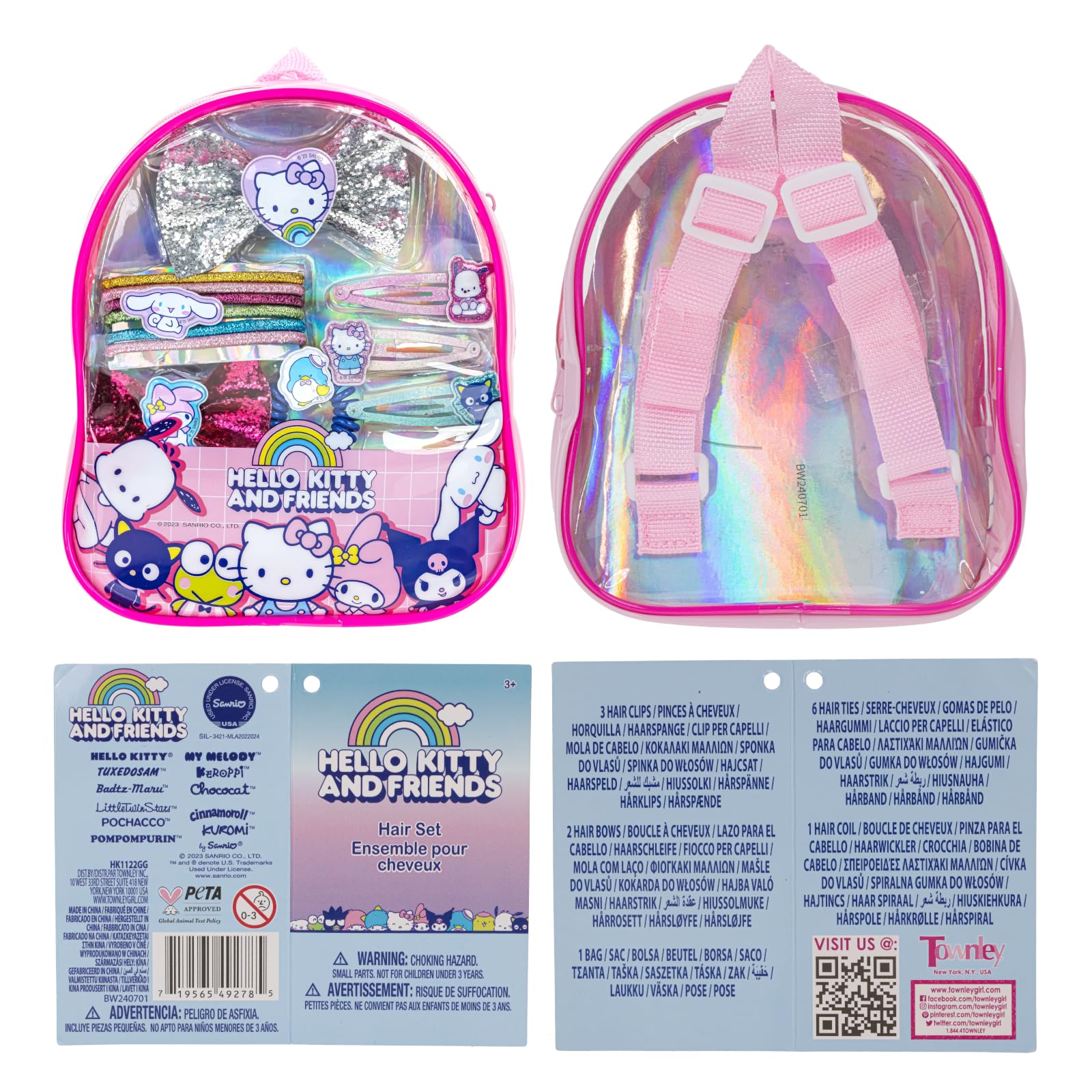 Hello Kitty and Friends Mini Backpack with Hair Accessories Gift Set for Girls Ages 3+ | Perfect for Birthday Parties, Sleepovers, Makeovers & School Supplies | Kawaii Cute Backpack for Kids