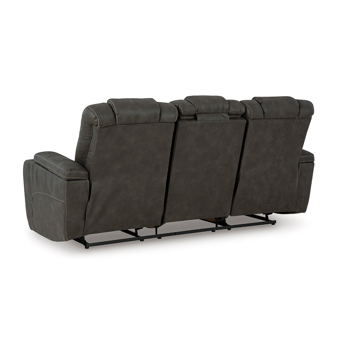 Batavia Pier Reclining Sofa - 3-Seater Leather Sectional Couch with Adjustable Headrest and Cup Holders | Perfect for Living Room, Home Theater & Family Gatherings