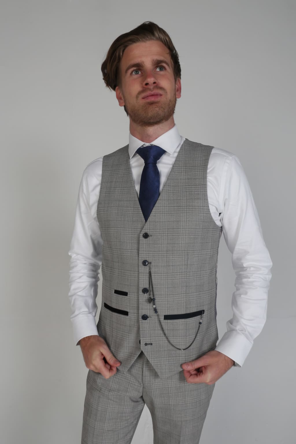 Hugo Grey Men's Three Piece Suit | Premium Slim Fit Business Suit for Wedding, Office & Formal Events | Classic Grey Suit for Men